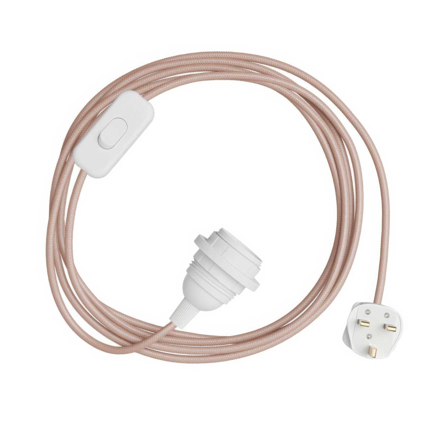 SnakeBis pour abat-jour - Câblage avec douille, câble en tissu coloré RM16 et fiche UK