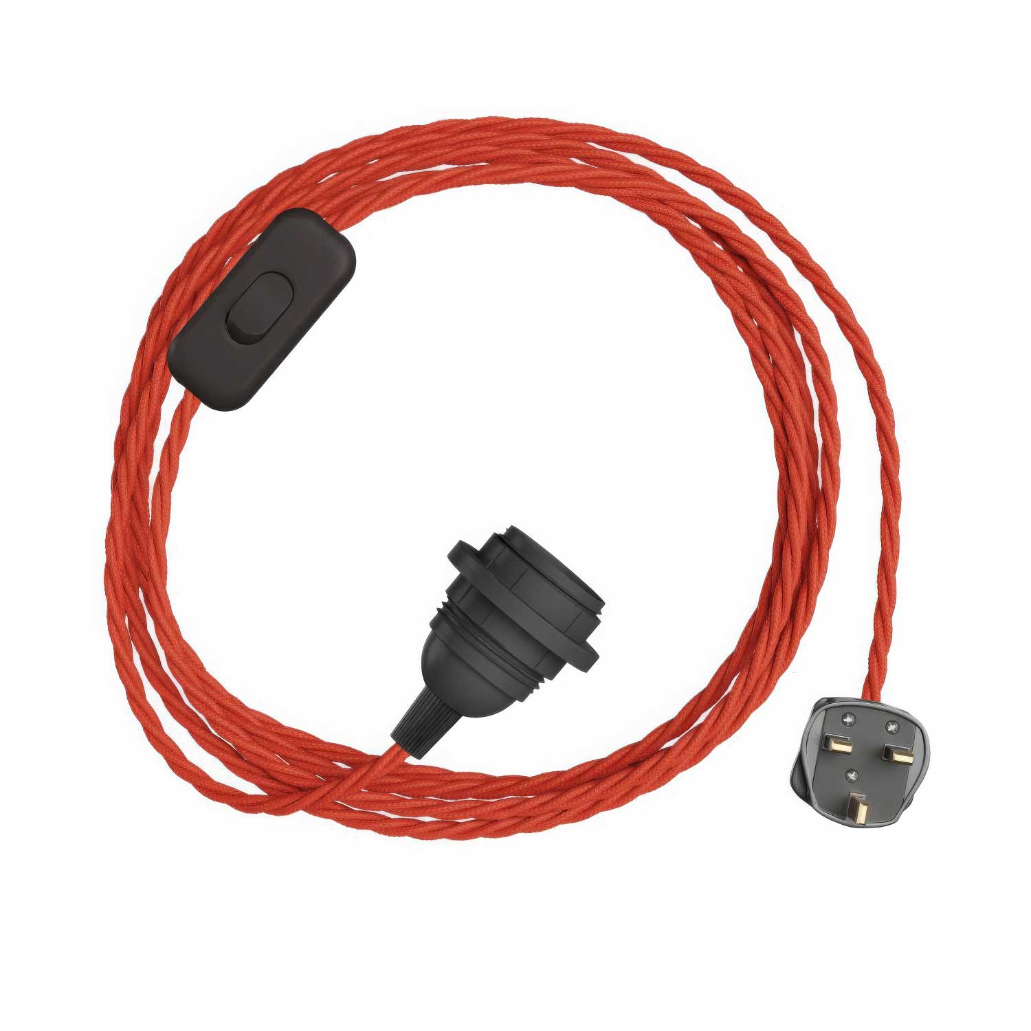 SnakeBis Twisted pour abat-jour - Câblage avec douille, câble tressé en tissu TM09 et fiche UK