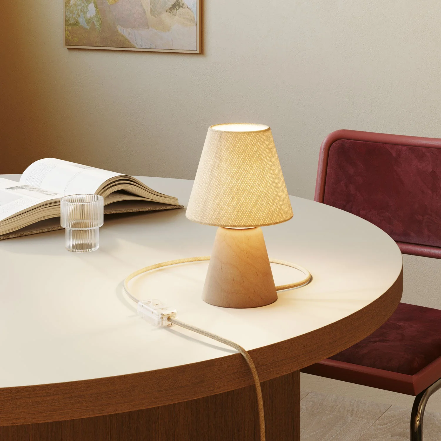 Socle de lampe en bois - Cône - Image 2