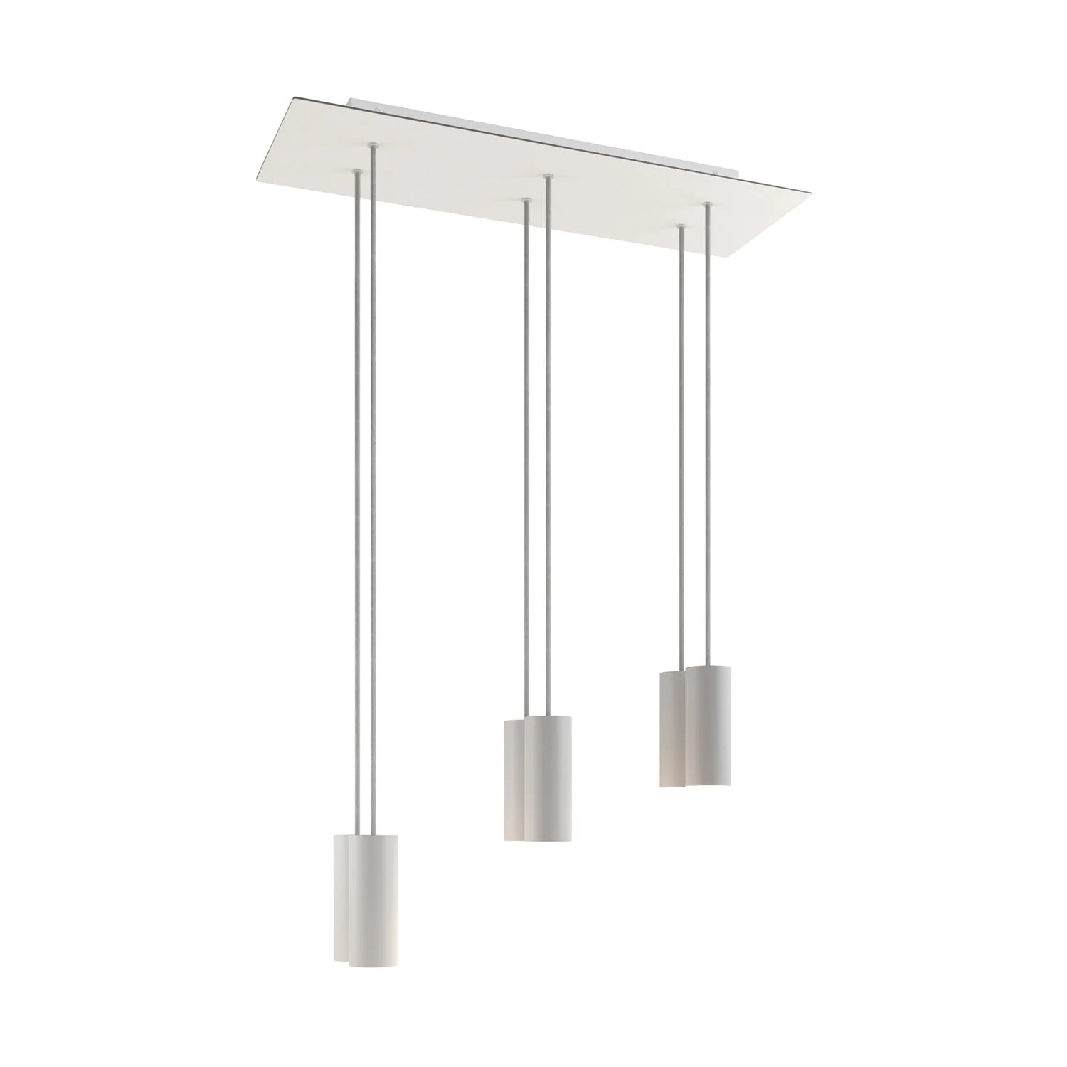 Suspension à 6 descentes avec XXL Rose-One rectangulaire 675 mm avec abat-jour en métal Tub-E14 - Blanc mat