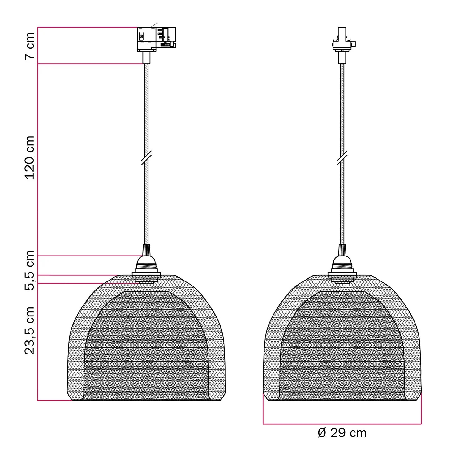 Suspension avec abat-jour cage Ghostbell XL pour rails - Blanc - Image 6