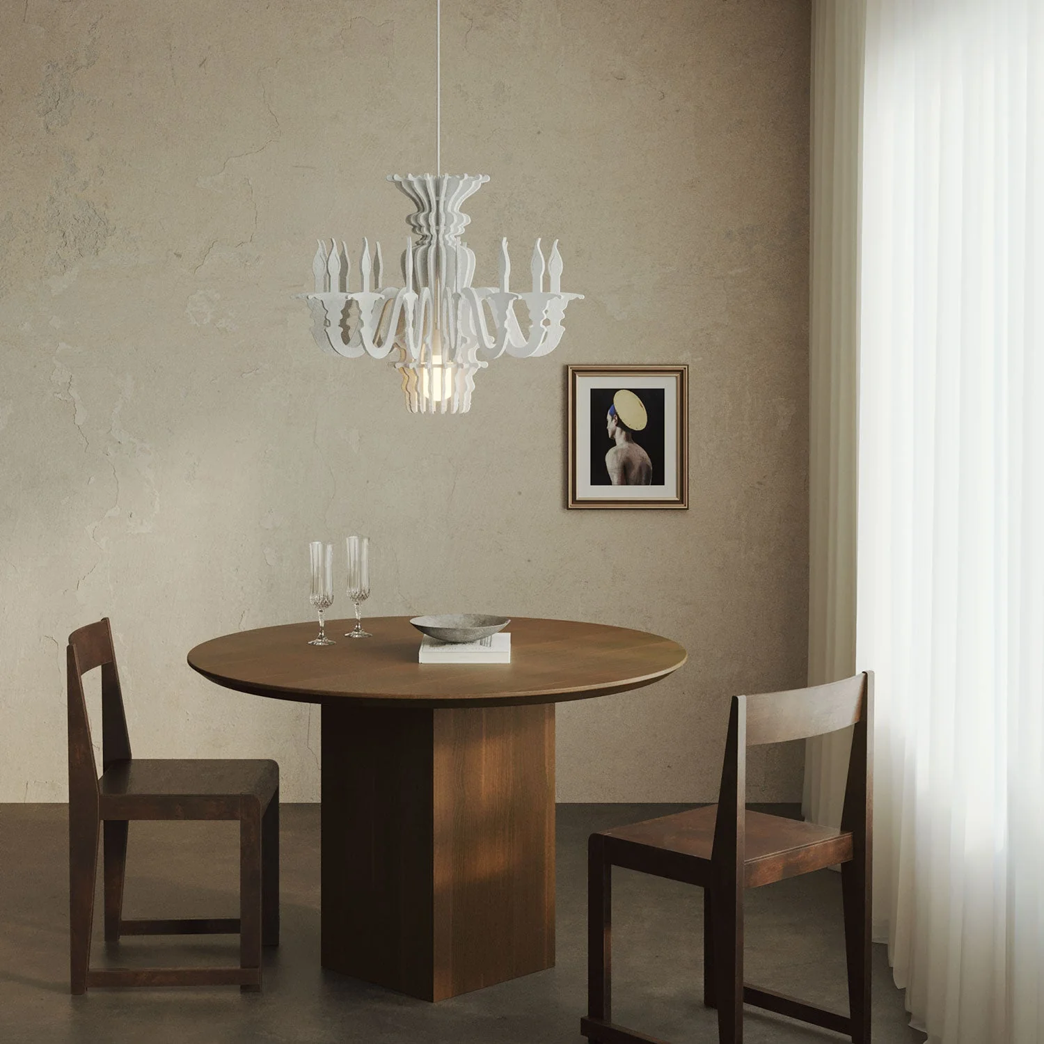 Lampe suspension avec abat-jour classique SHHANDELIER en matériau absorbant le son - Blanc chiné - Image 2