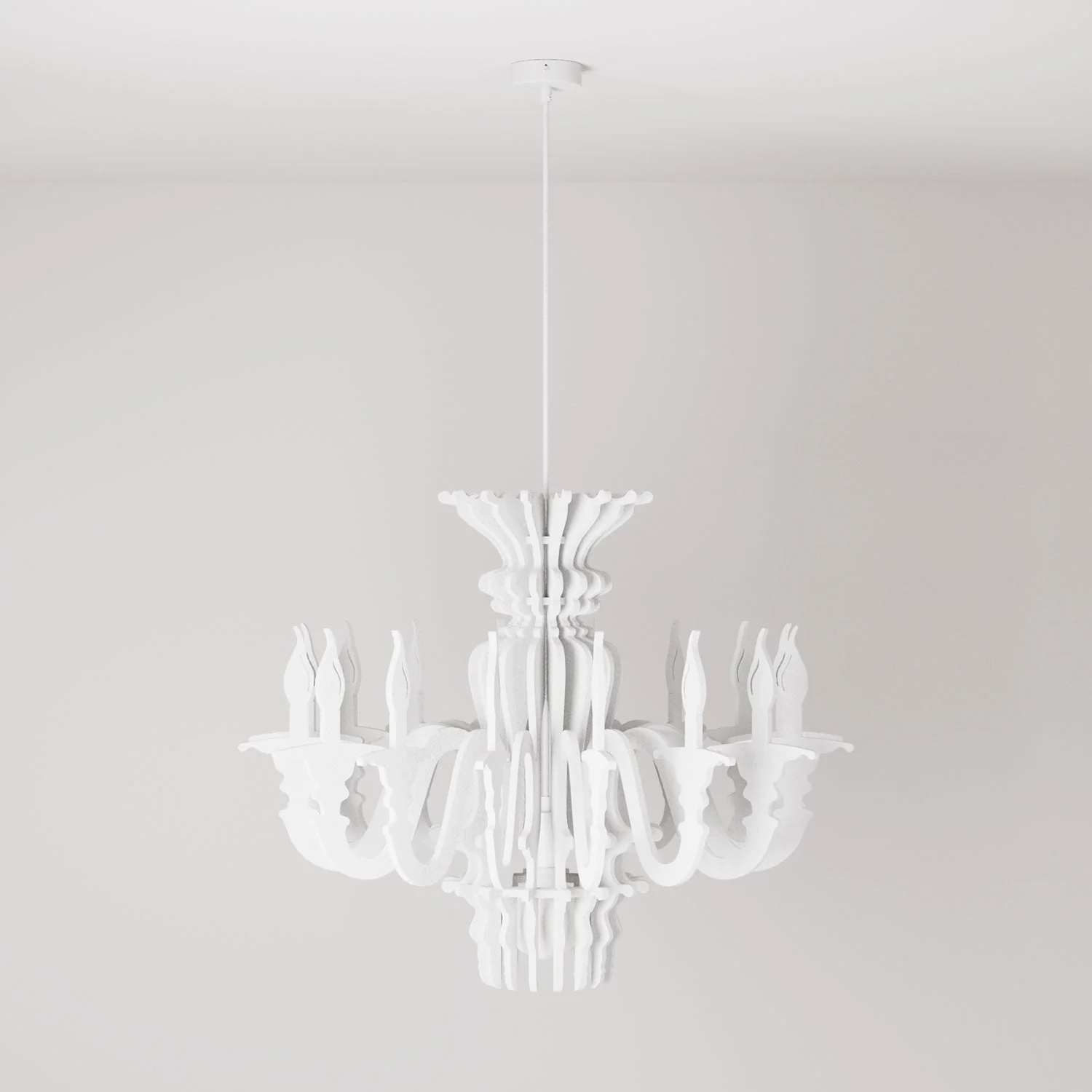 Lampe suspension avec abat-jour classique SHHANDELIER en matériau absorbant le son - Blanc chiné - Image 3