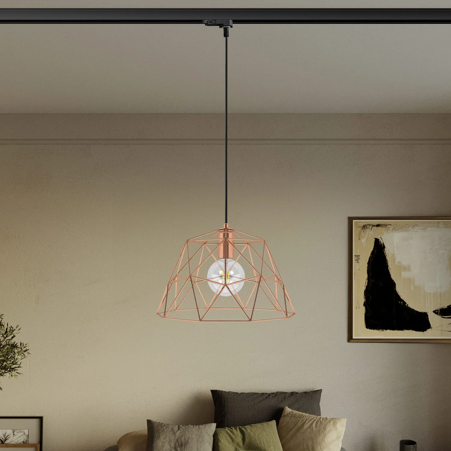 Lampe à suspension avec abat-jour Dome pour rails - Cuivre. - Image 2