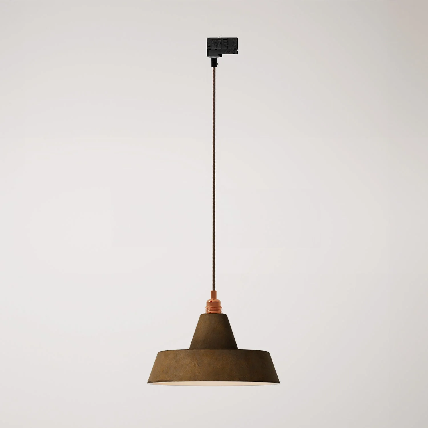 Suspension sur rail avec abat-jour en céramique industrielle - Effet corten