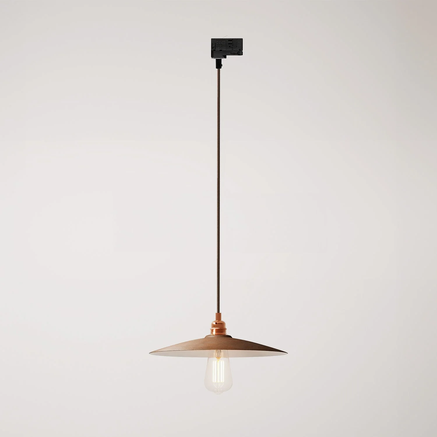 Suspension avec abat-jour en céramique Piatto pour rails - Effet corten