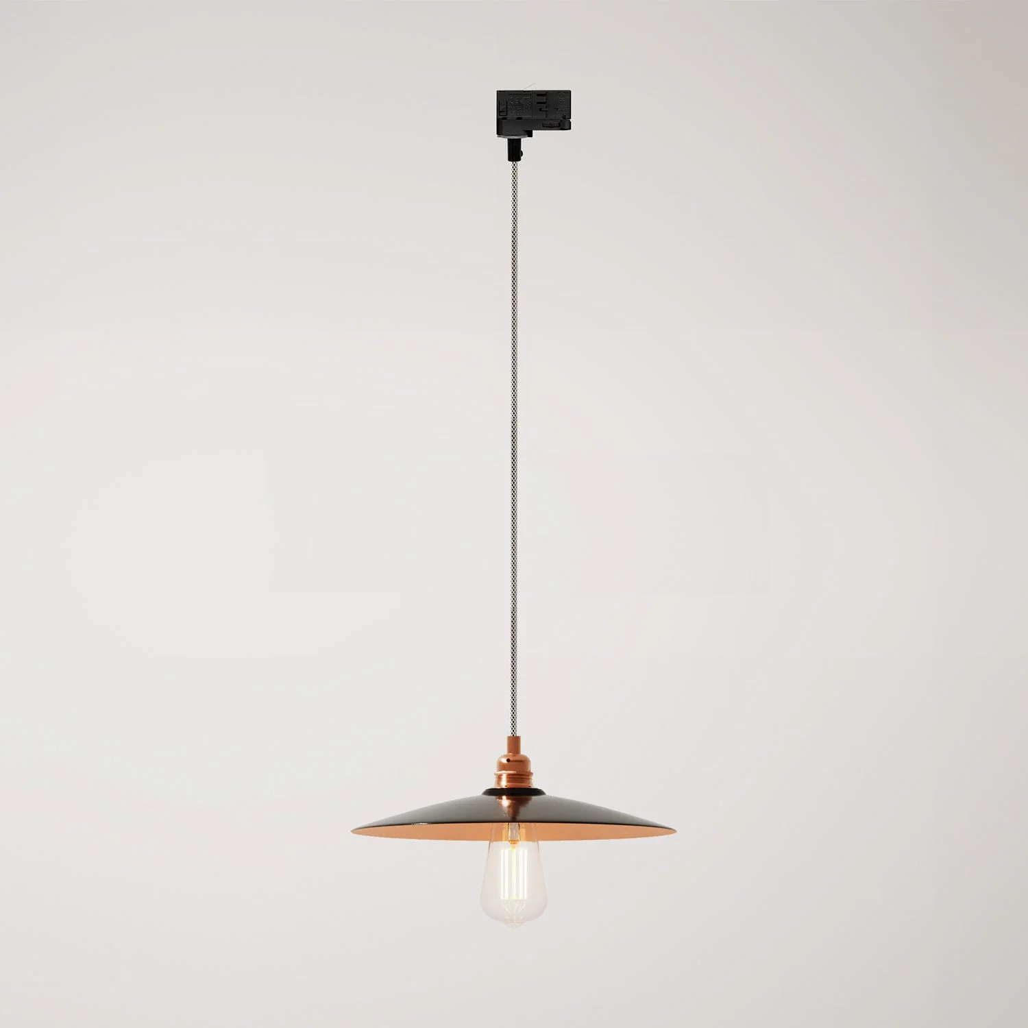 Lampe suspendue avec abat-jour en céramique Piatto pour rails - Noir
