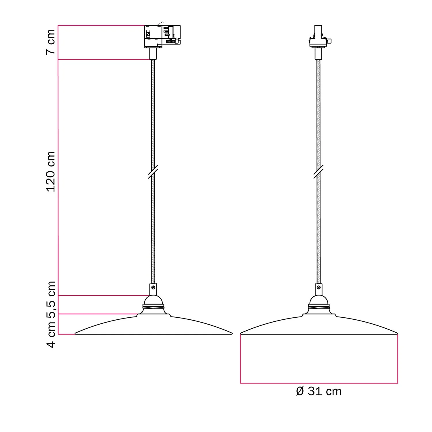 Lampe suspendue avec abat-jour en céramique Piatto pour rails - Noir - Image 6