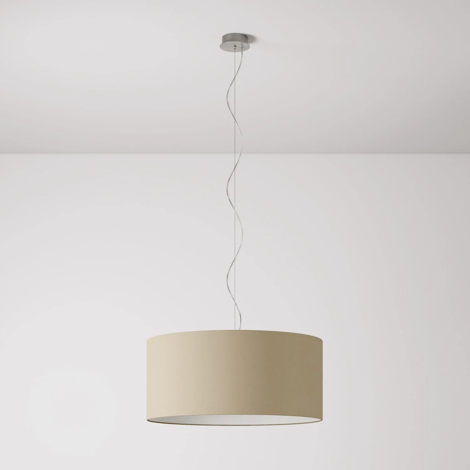 Suspension avec abat-jour en tissu Cylindre Large - Made in Italy - Arenal Taupe