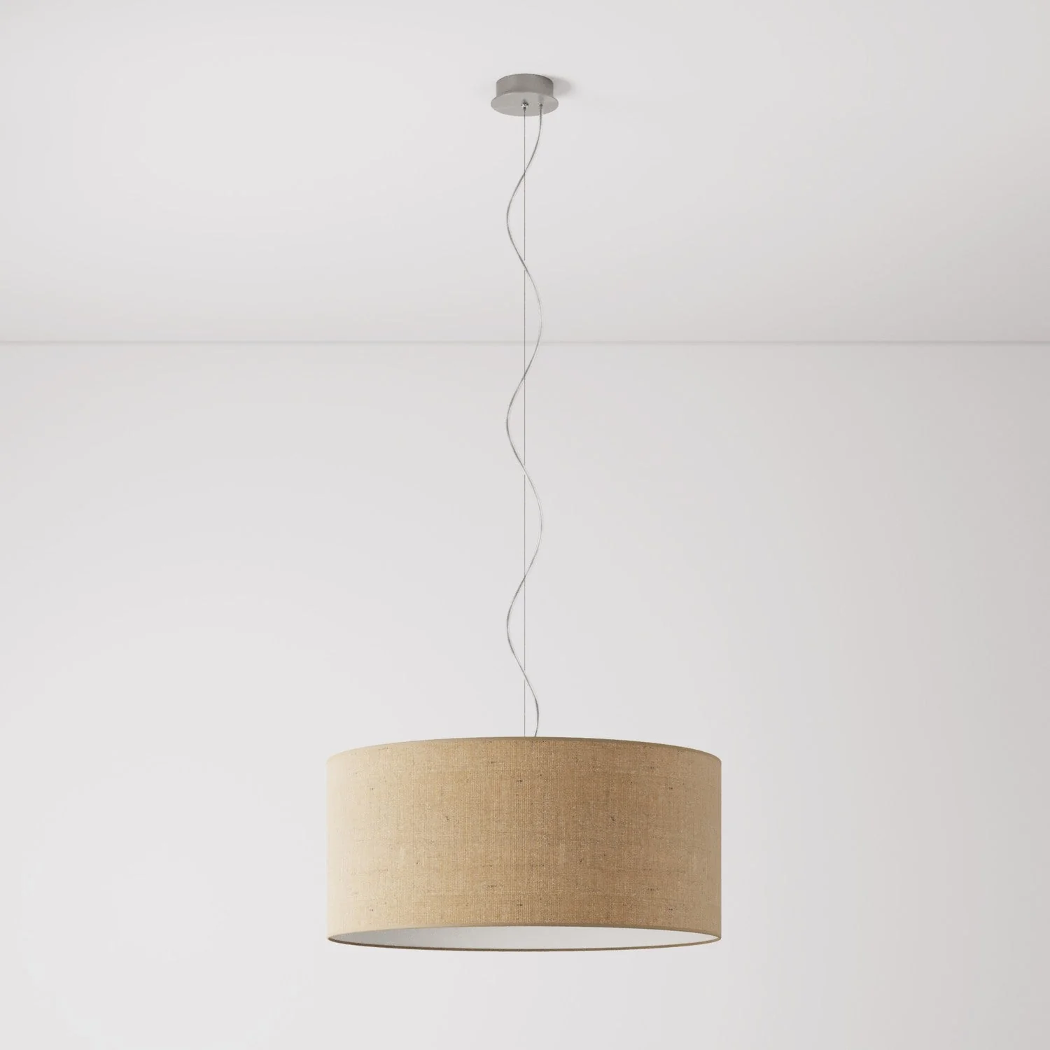 Suspension avec abat-jour en tissu Cylindre Large - Made in Italy - Jute Naturelle - Image 7