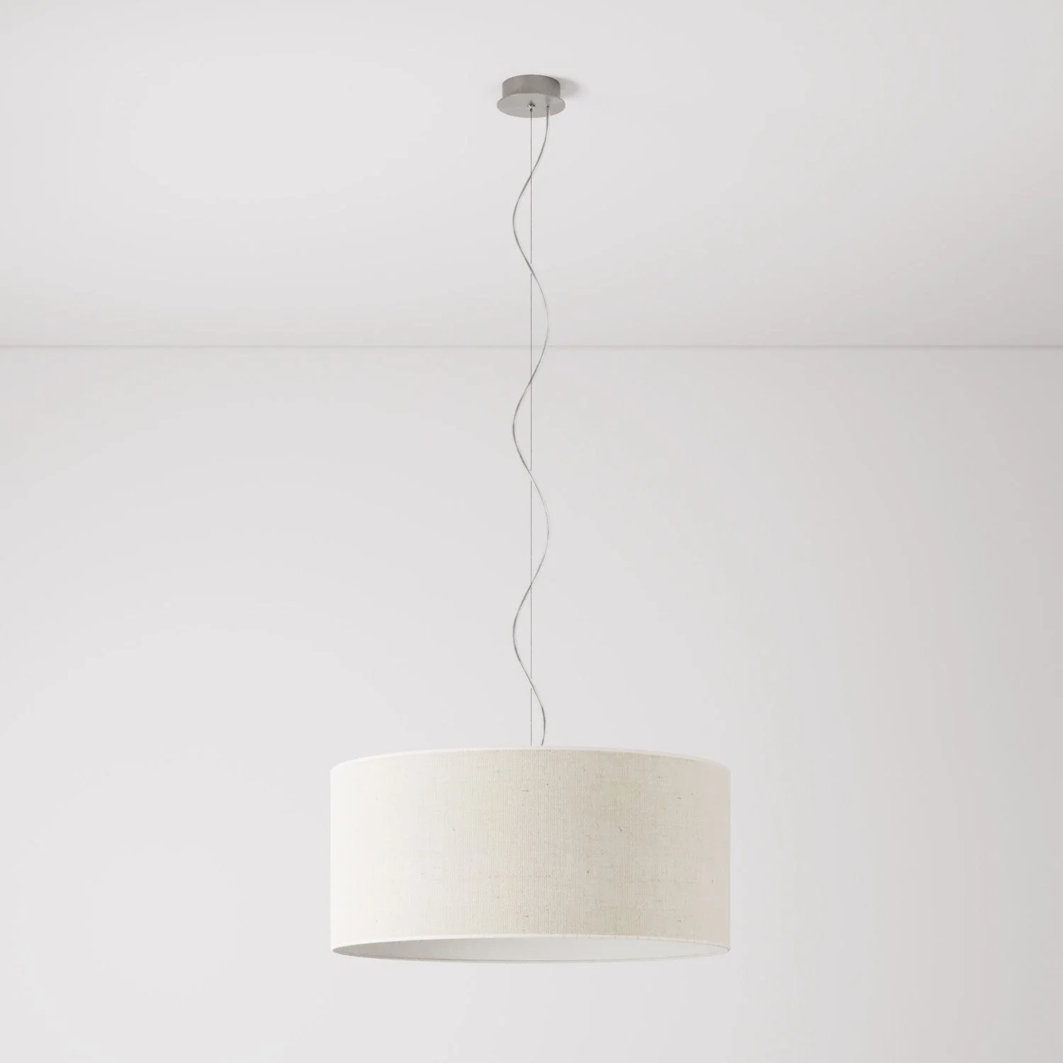 Suspension avec abat-jour en tissu Cylindre Large - Made in Italy - Jute Claire
