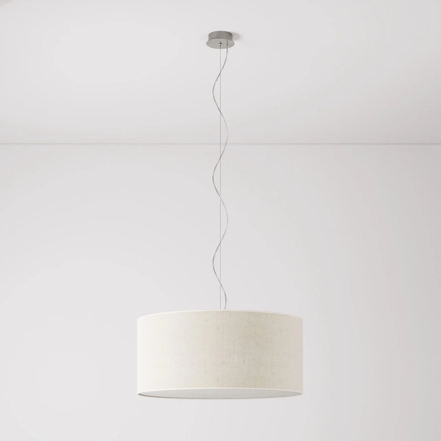 Suspension avec abat-jour en tissu Cylindre Large - Made in Italy - Jute Claire - Image 7