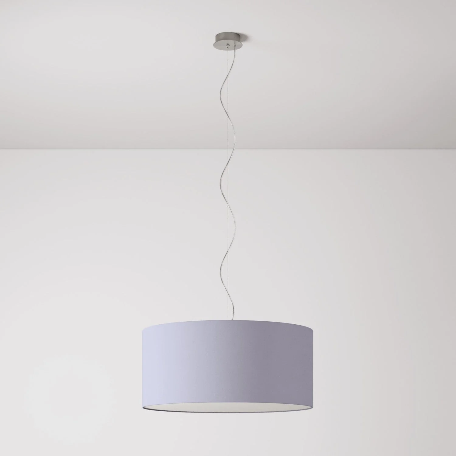 Suspension avec abat-jour en tissu Cylindre Large - Fabriqué en Italie - Toile Lilas - Image 7