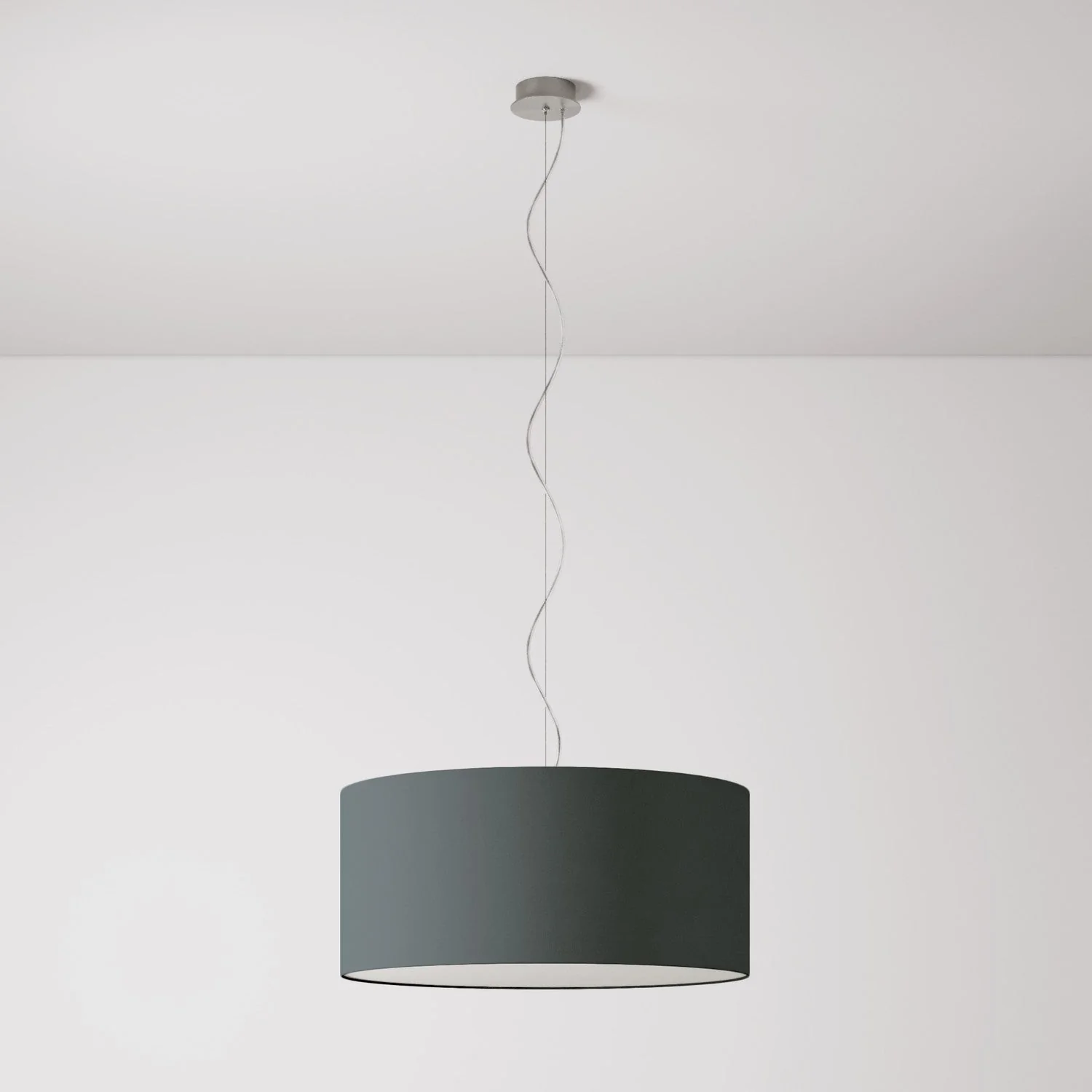 Suspension avec abat-jour en tissu Cylindre Large - Made in Italy - Teletta Gris Foncé - Image 7