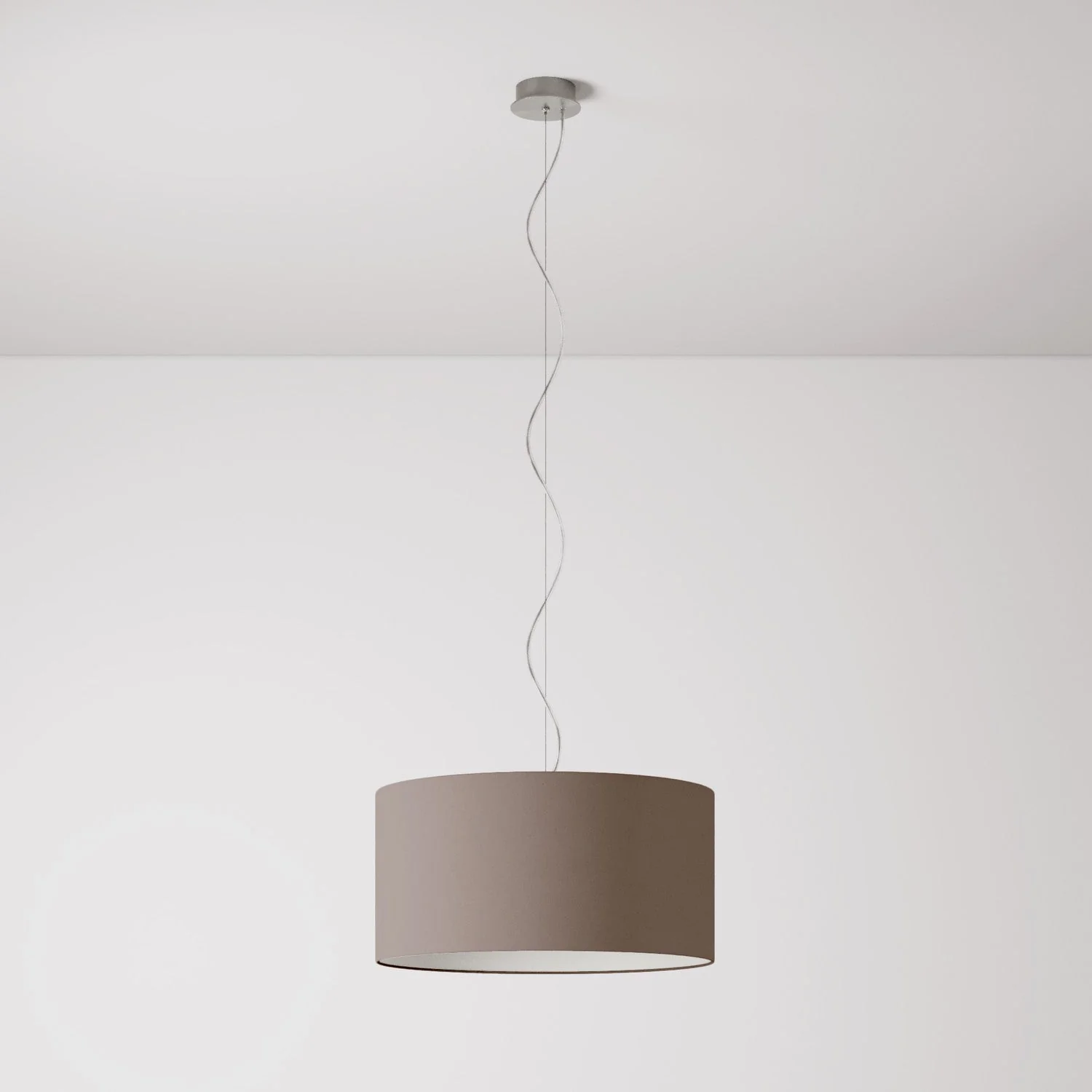 Suspension avec abat-jour en tissu Cylindre Medium - Made in Italy - Arenal Cendre