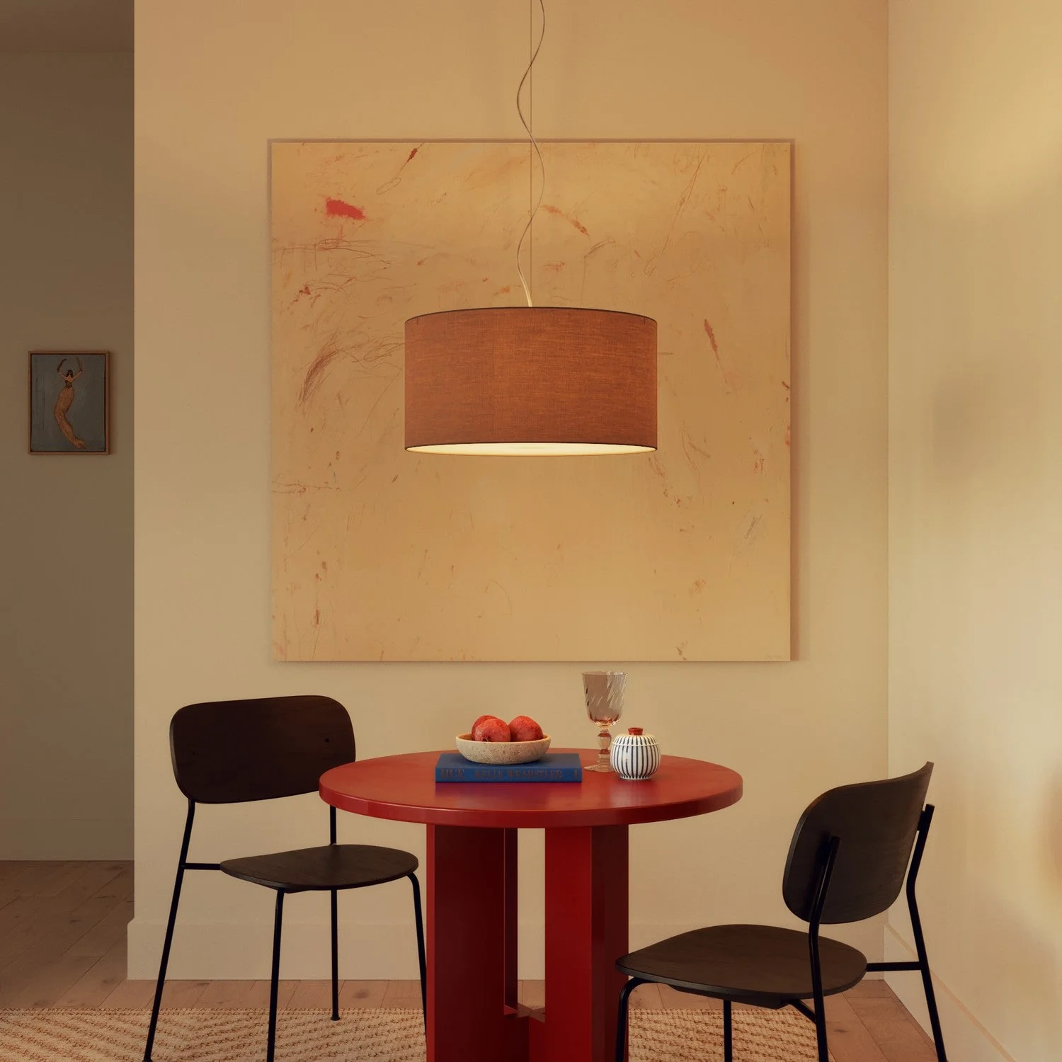 Suspension avec abat-jour en tissu Cylindre Medium - Made in Italy - Arenal Cendre - Image 2