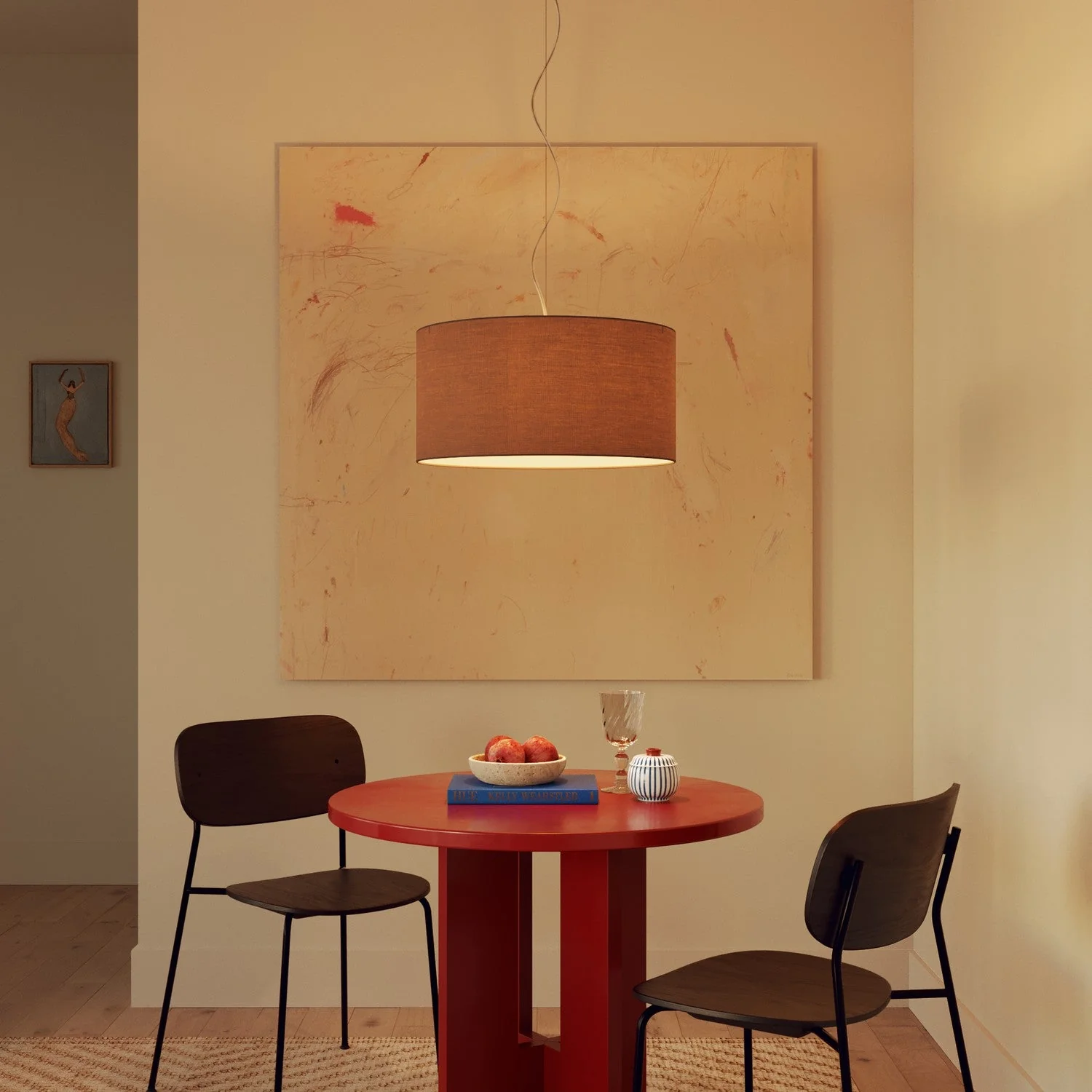 Suspension avec abat-jour en tissu Cylindre Medium - Made in Italy - Arenal Cendre - Image 8