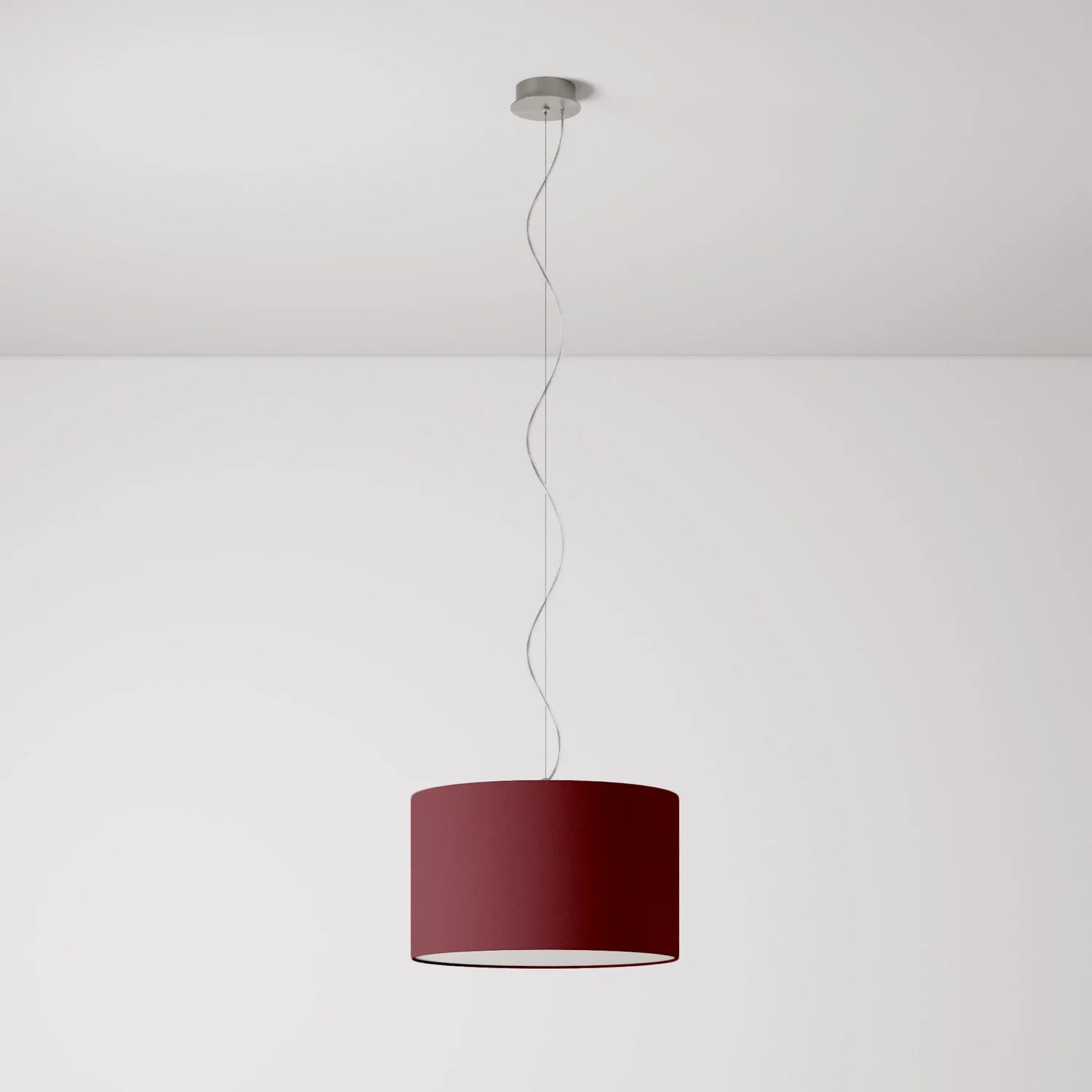 Suspension avec abat-jour en tissu Cylindre Small - Fabriqué en Italie - Arenal Bordeaux - Image 7