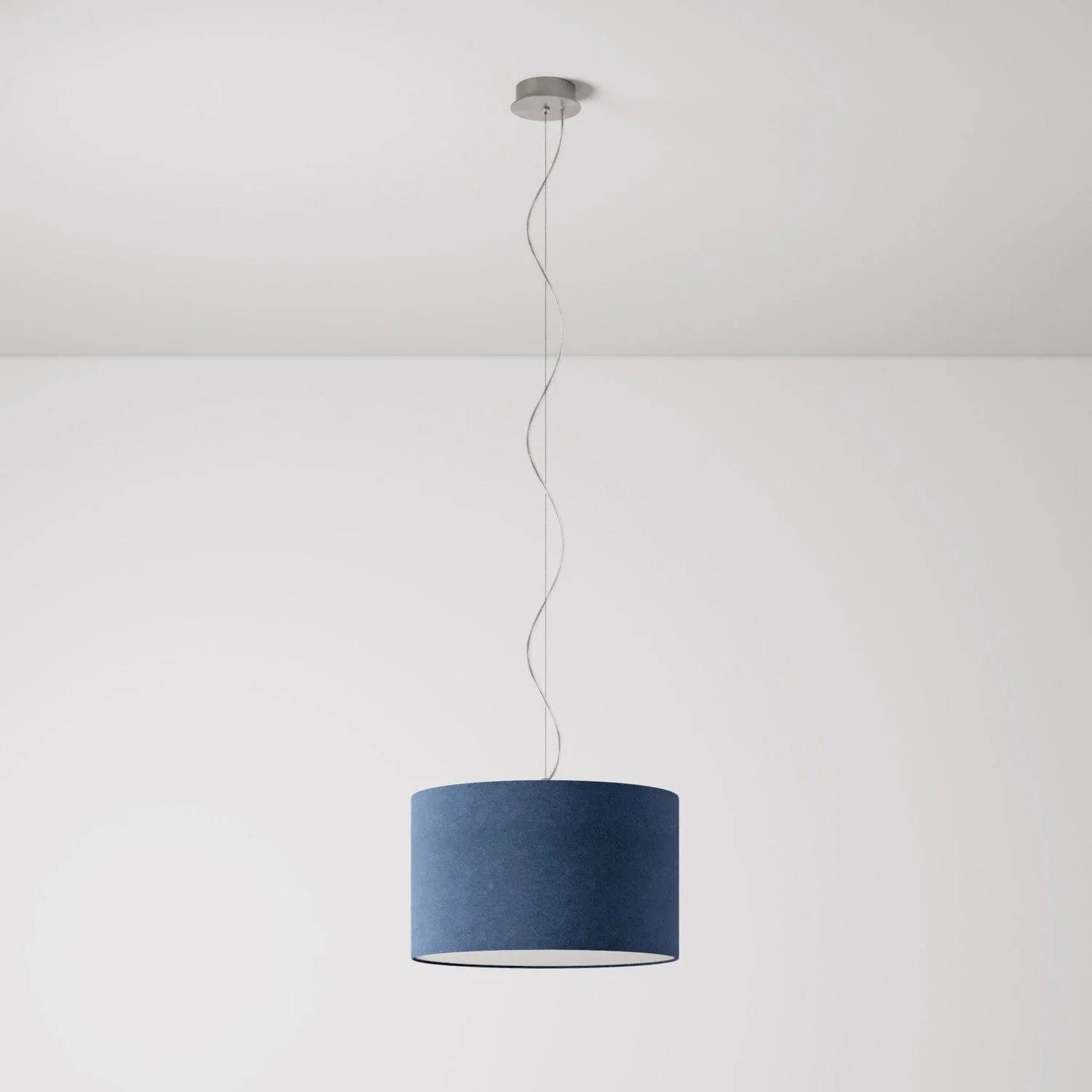 Suspension avec abat-jour en tissu Cylindre Small - Made in Italy - Laine Bleue - Image 7