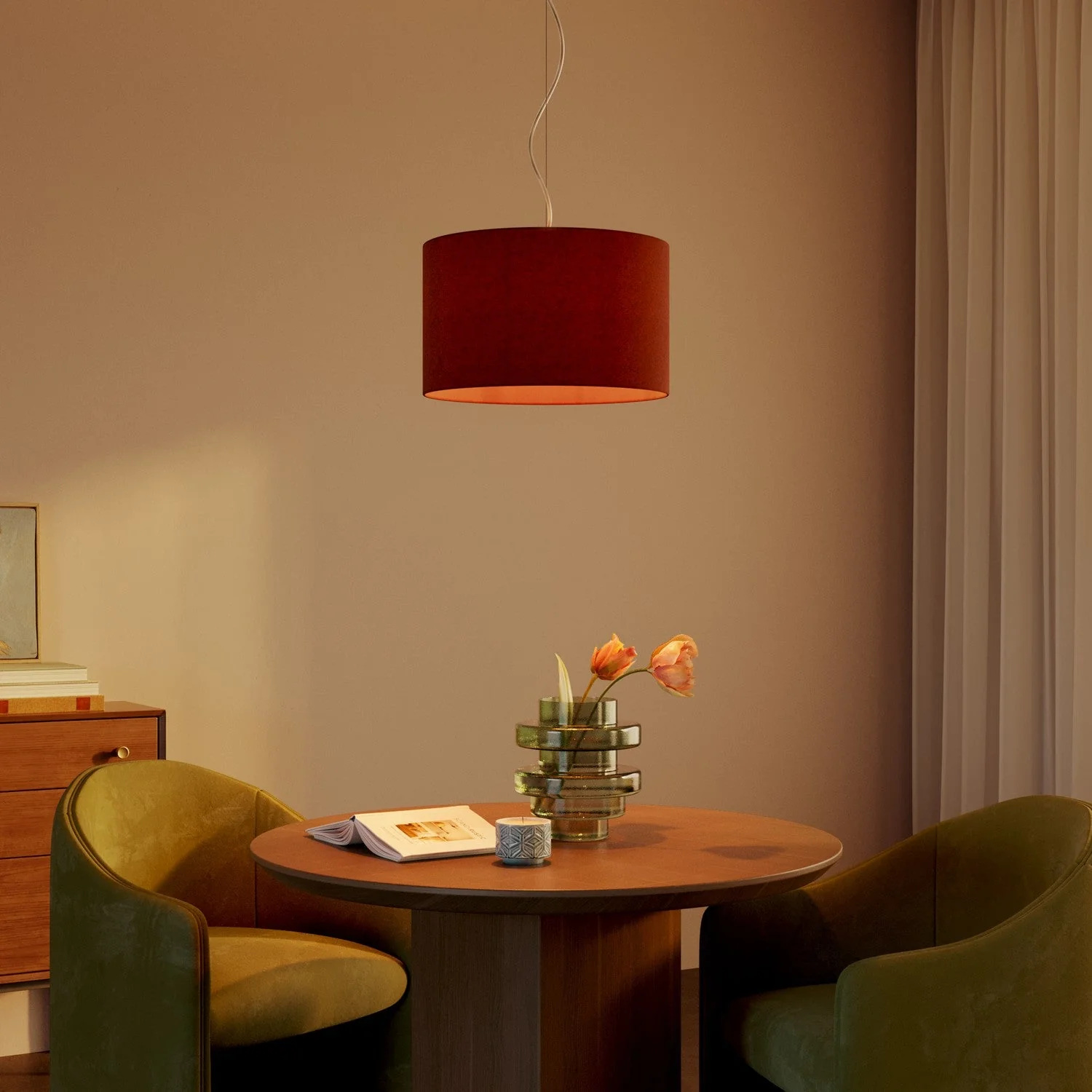 Suspension avec abat-jour en tissu Cylindre Small – Made in Italy – Laine Orange Homard - Image 2