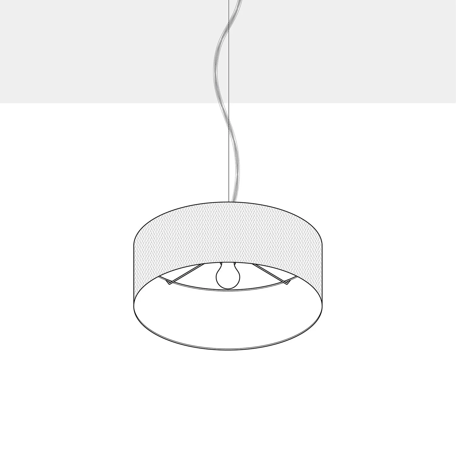 Suspension avec abat-jour en tissu Cylindre Small – Made in Italy – Laine Orange Homard - Image 4