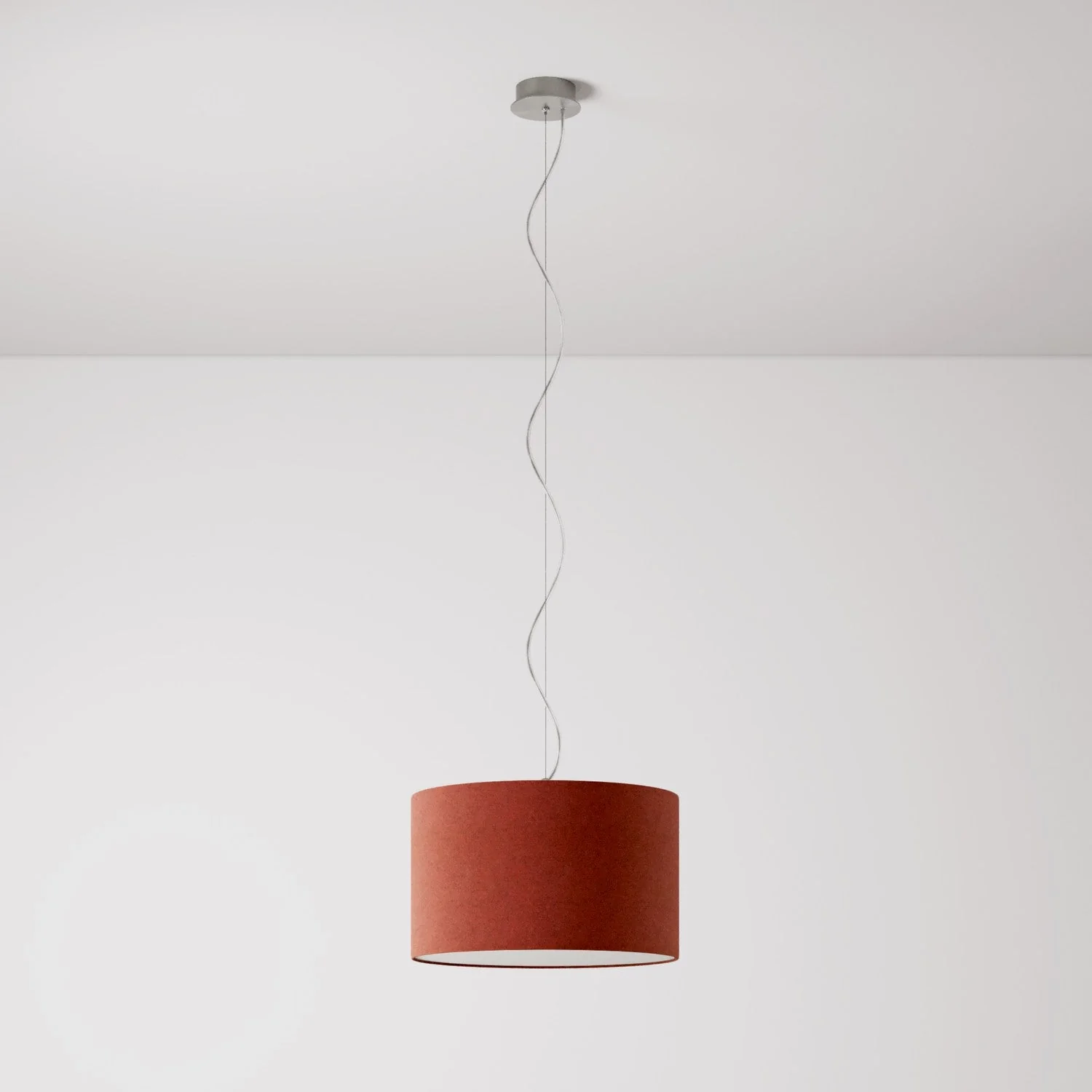 Suspension avec abat-jour en tissu Cylindre Small – Made in Italy – Laine Orange Homard - Image 7