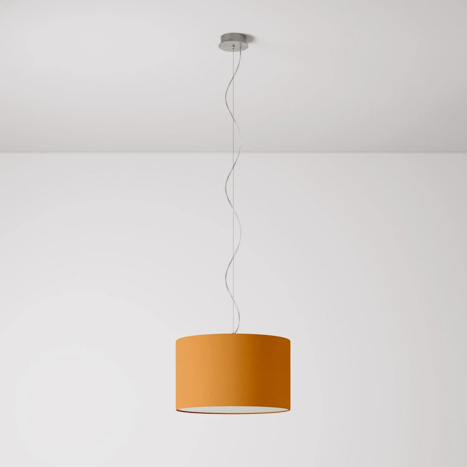Suspension avec abat-jour en tissu Cylindre Small Teletta mandarine - Fabriqué en Italie - Image 7