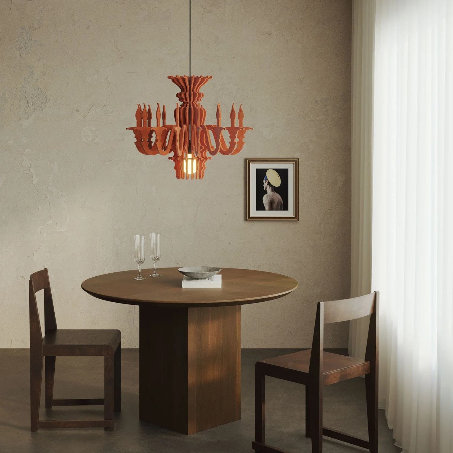 Luminaire suspendu avec abat-jour classique SHHANDELIER en matériau absorbant - Orange mélangé - Image 2