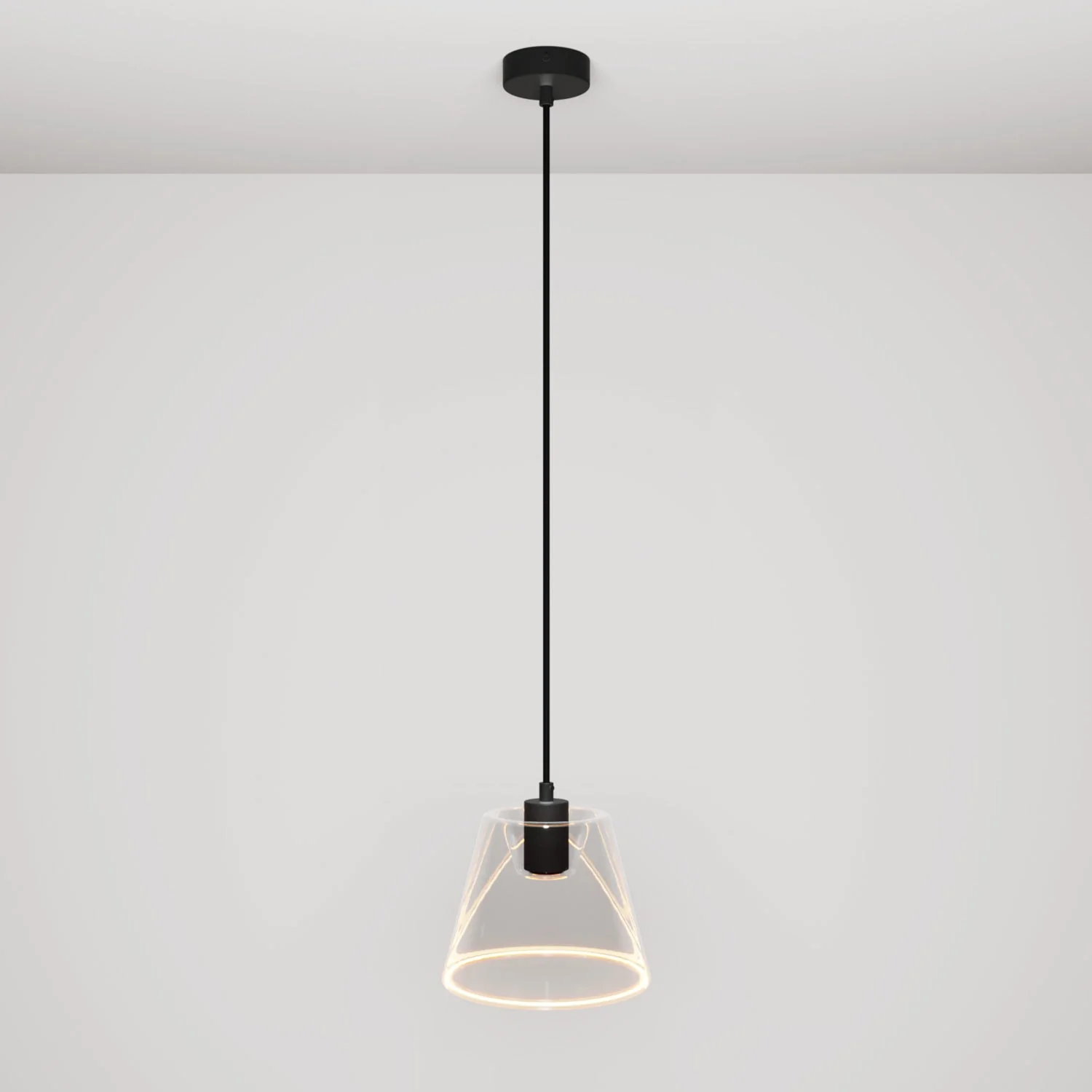 Lampe à suspension avec ampoule Ghost à cône transparent - Noir