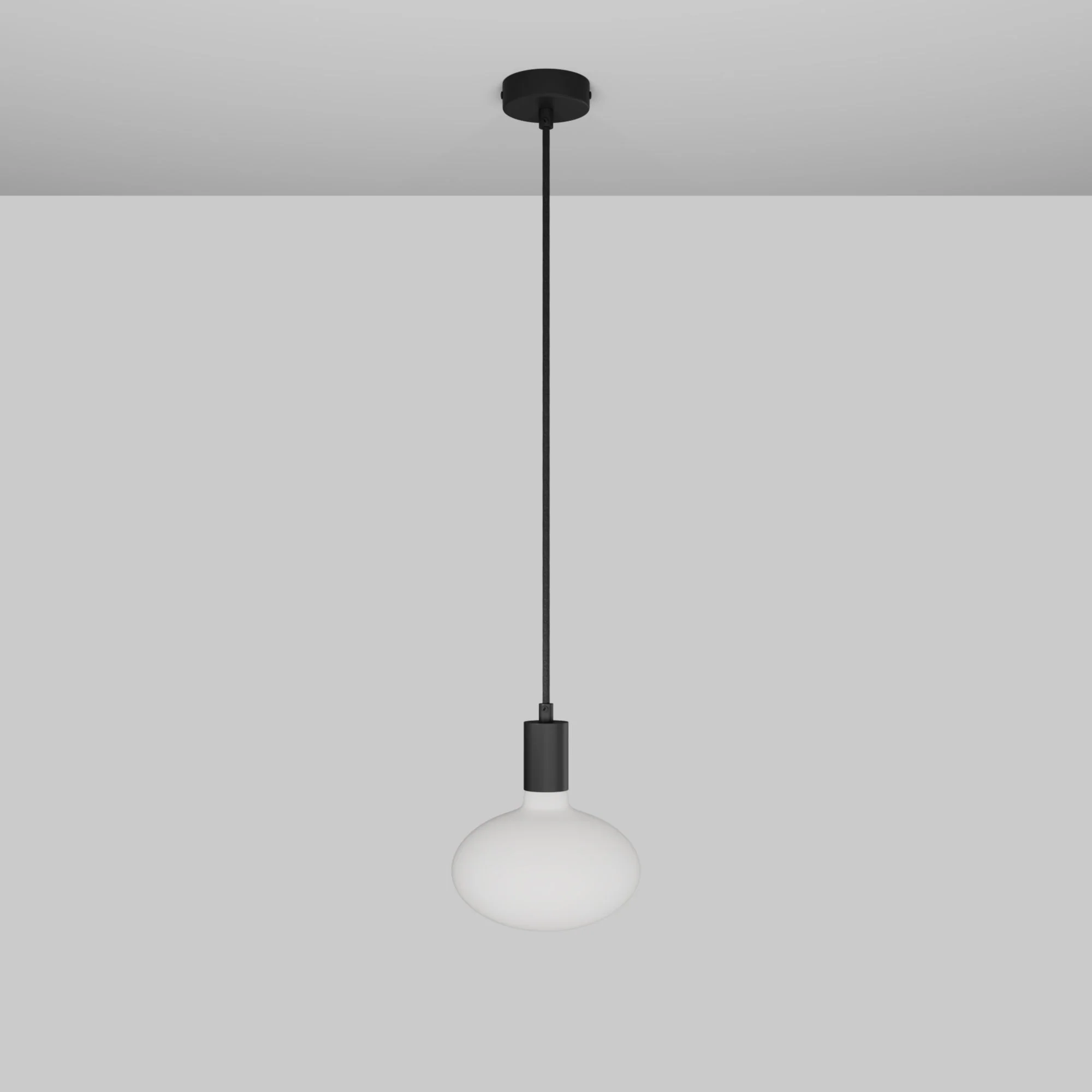 Suspension avec Ampoule LED Ellipse effet porcelaine - Noir mat - Image 3