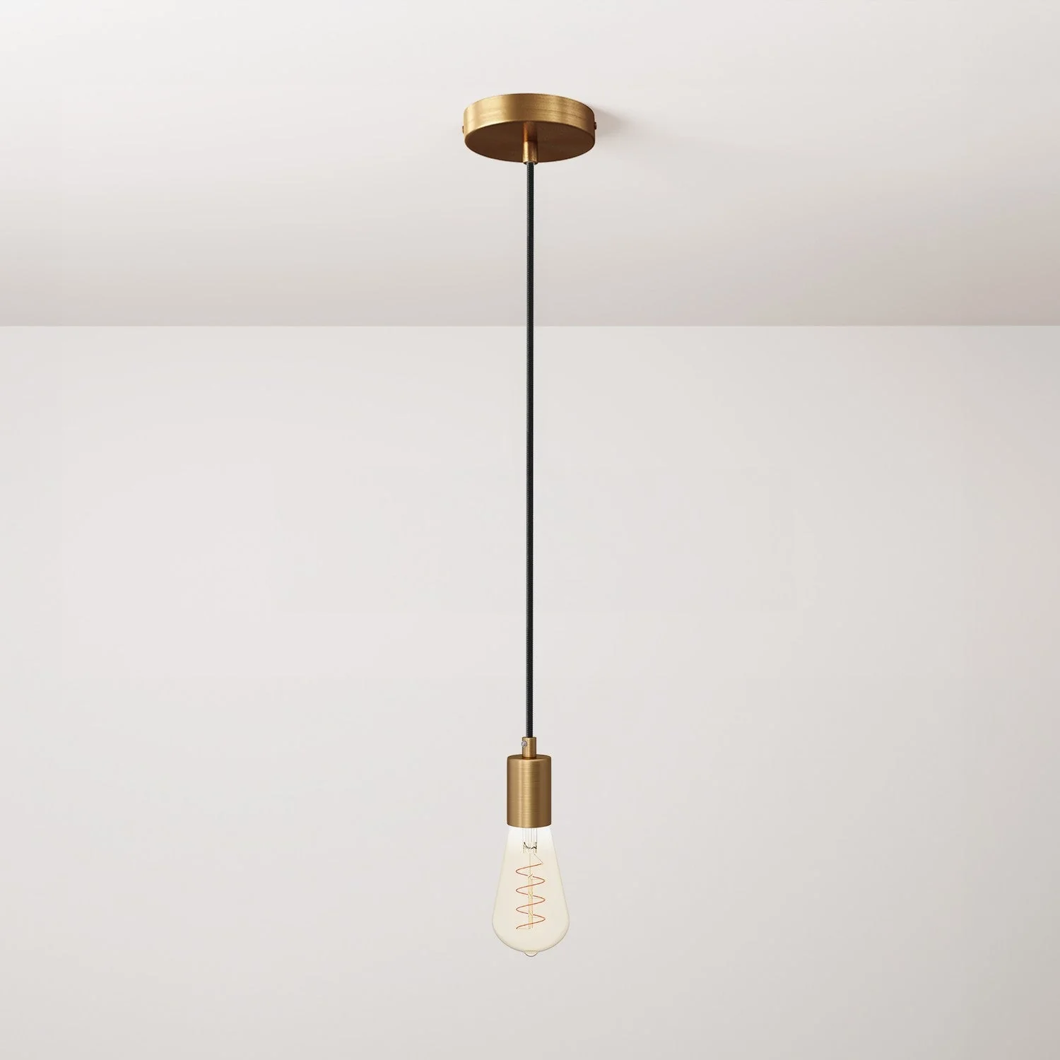 Suspension avec câble textile et détails métal satiné - Bronze brossé