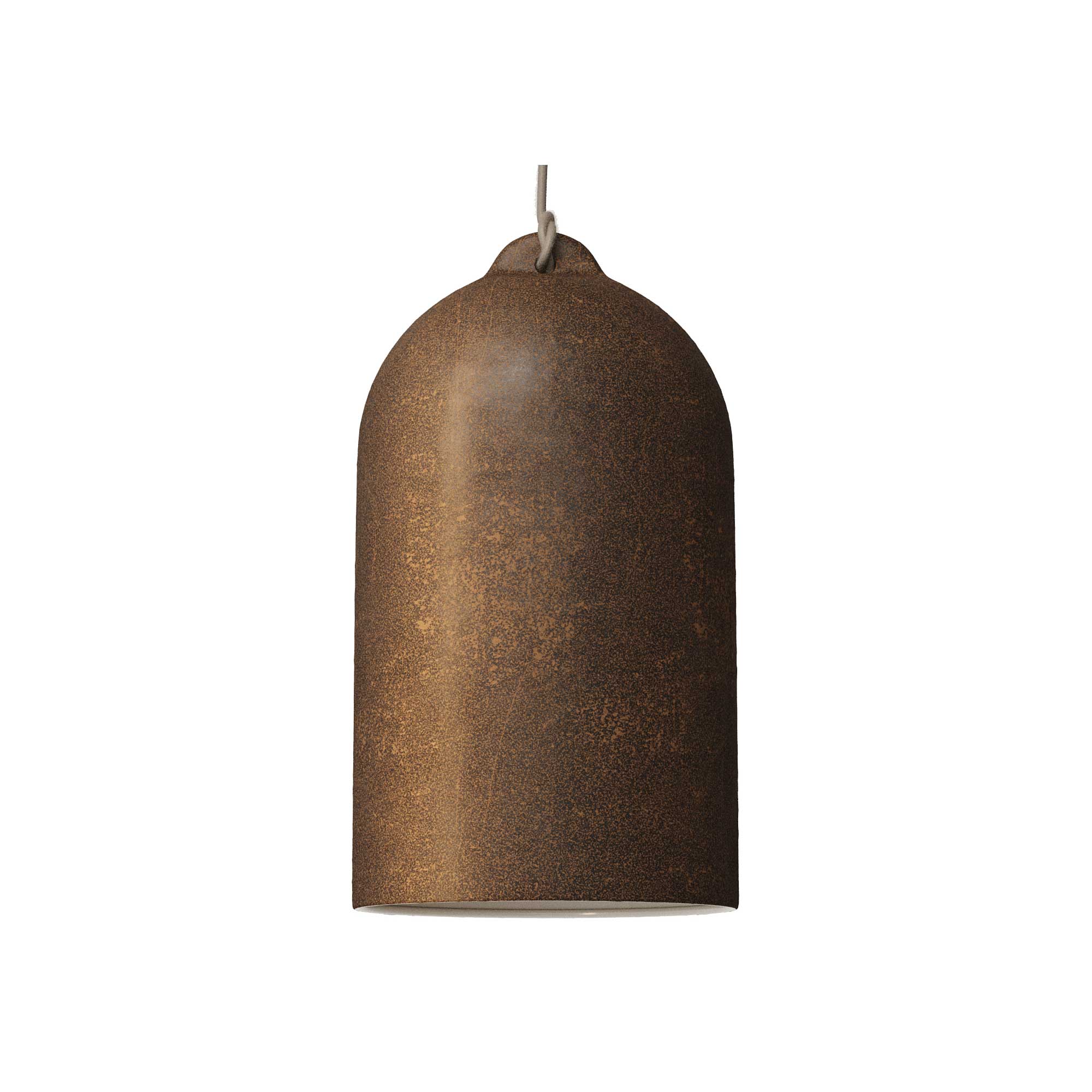 Suspension avec câble textile et abat-jour céramique Bell XL - Effet Corten