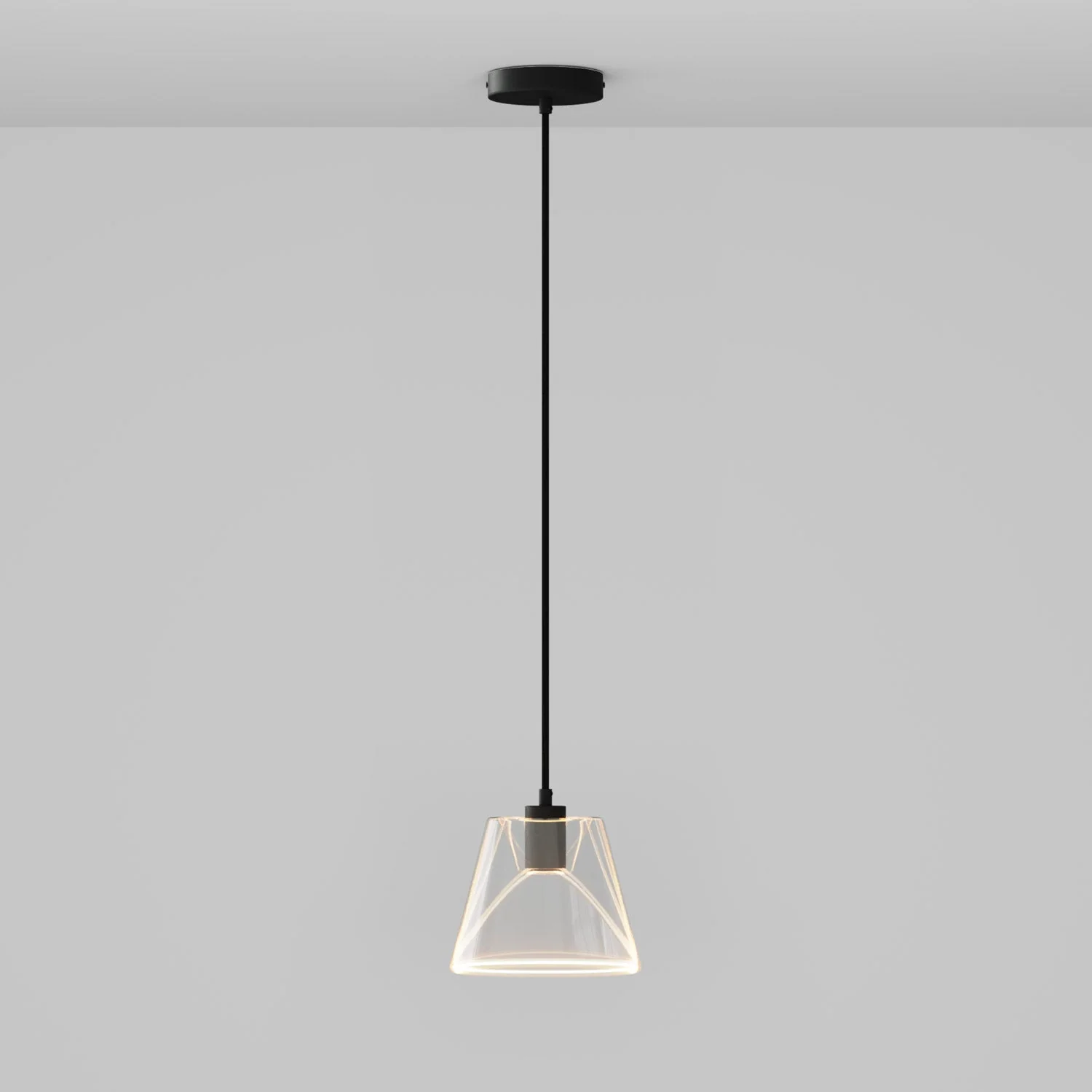 Suspension avec ampoule cône transparent Ghost - Noir