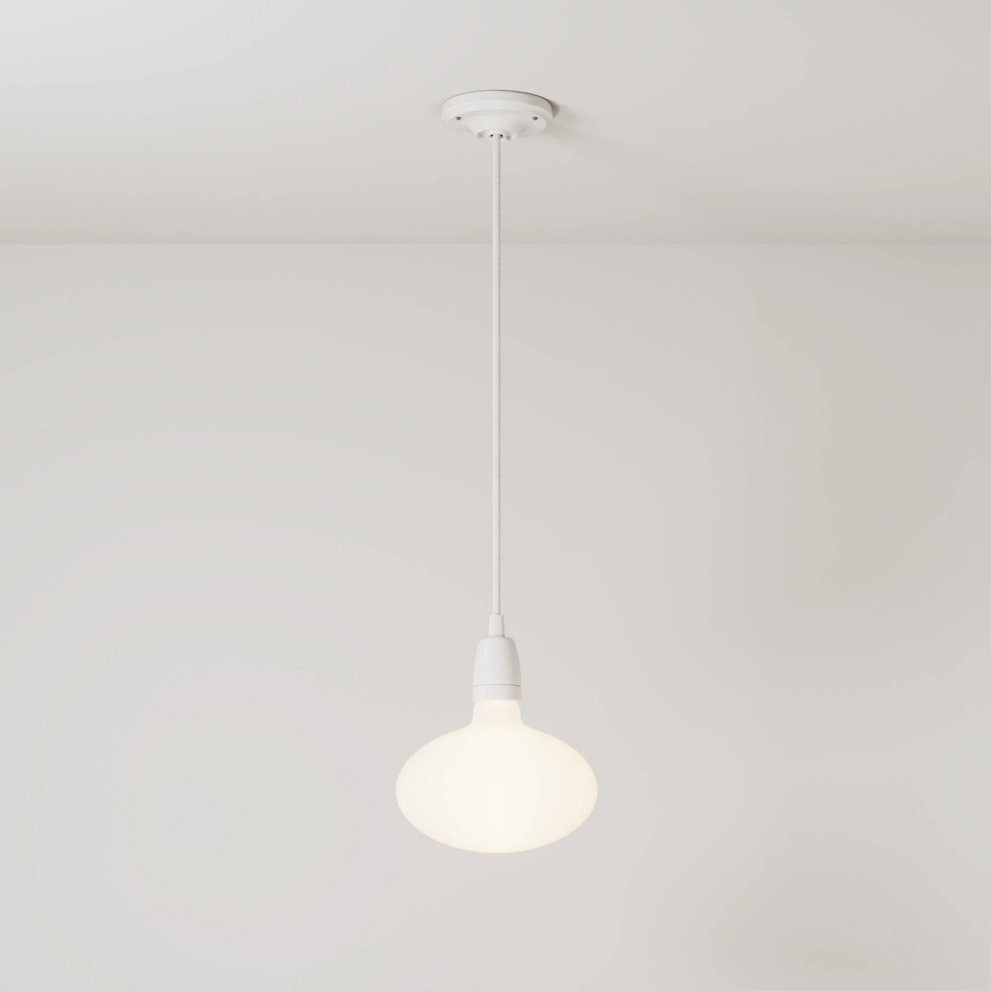 Suspension avec finition en porcelaine avec ampoules LED Ellipse effet porcelaine - Blanc