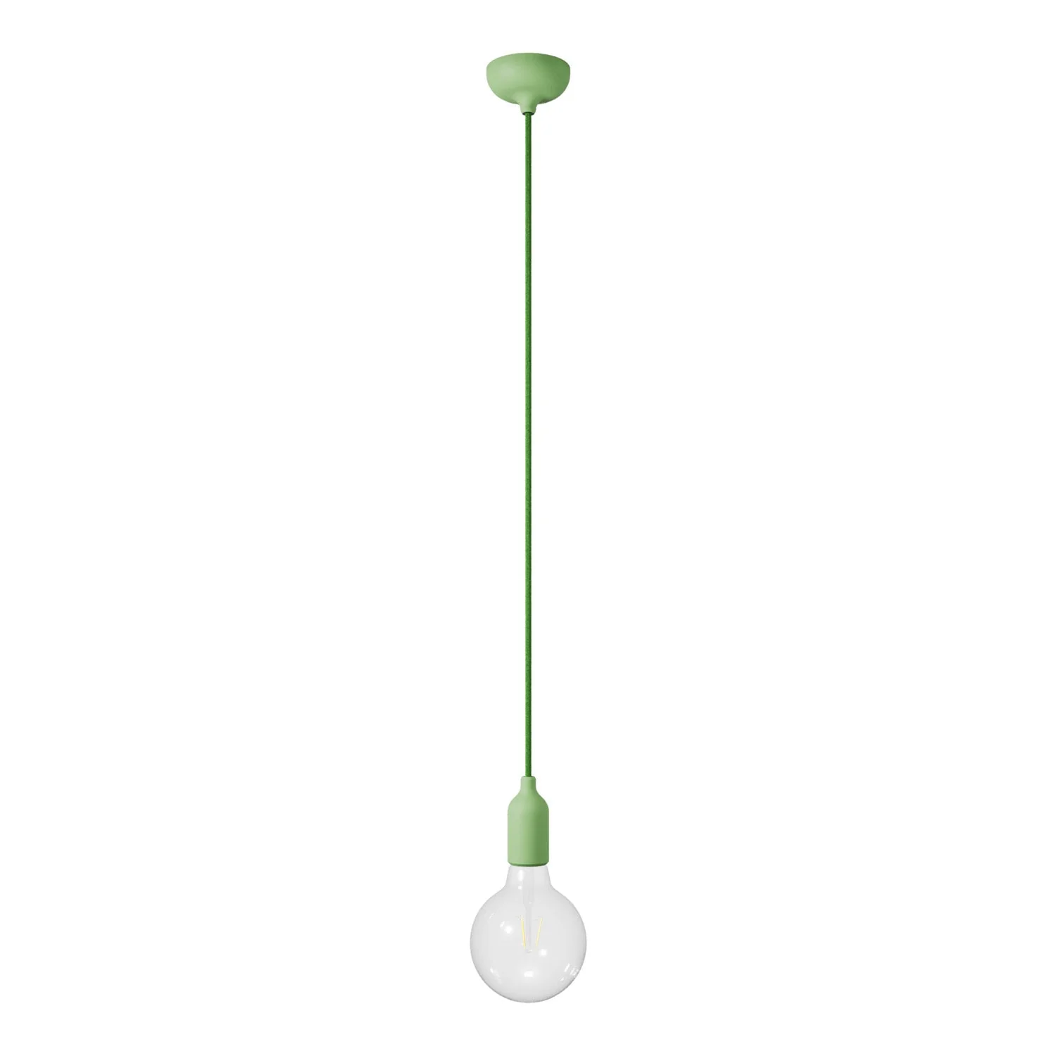 Lampe à suspension colorée en silicone avec câble textile - Vert prairie