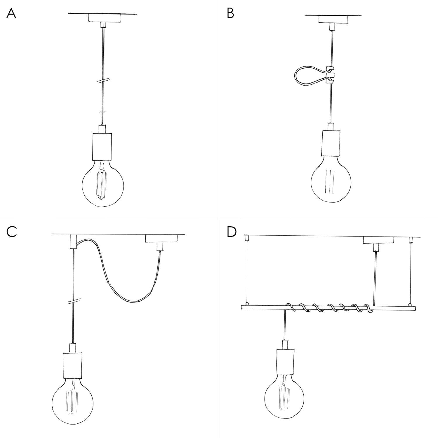 Suspension complète avec câble textile et finitions en porcelaine colorée - Blanc - Image 4