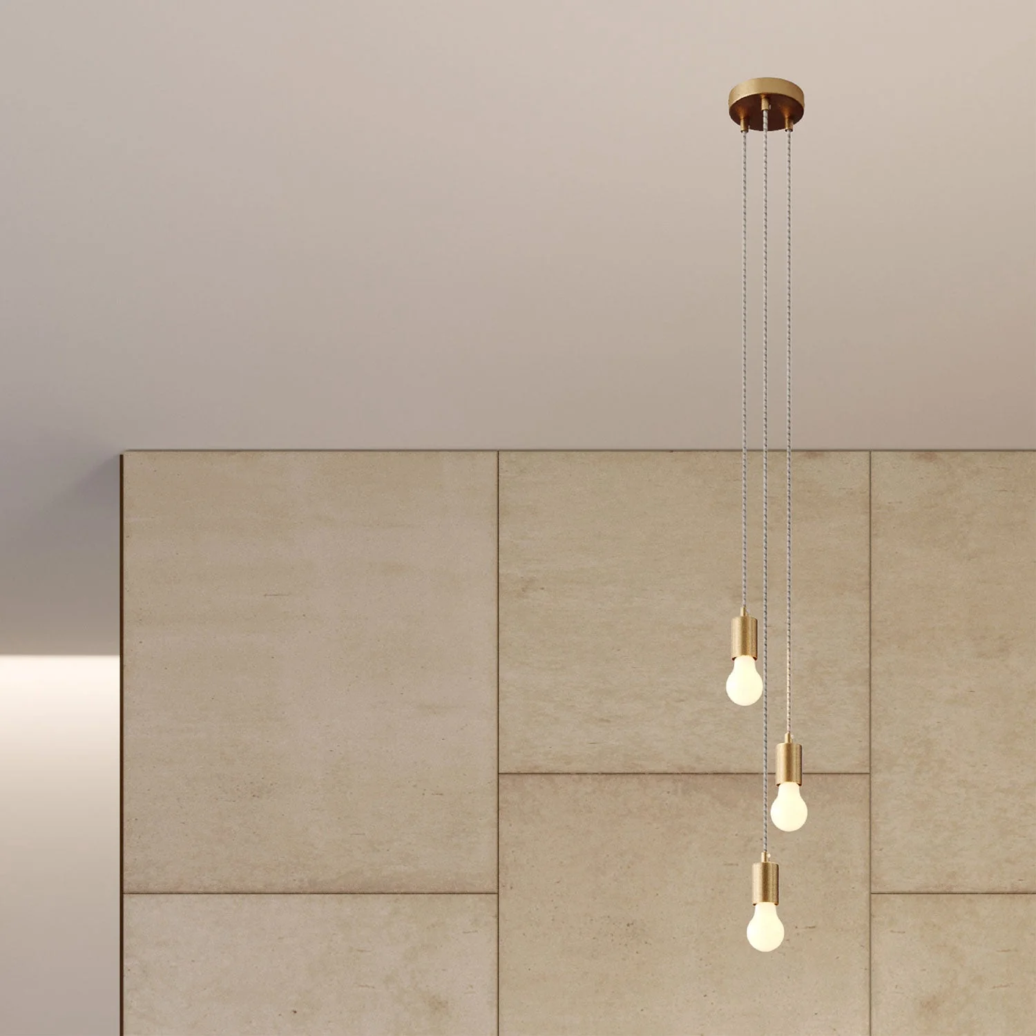 Suspension multiple à 3 descentes avec finitions en métal - Bronze satiné - Image 3