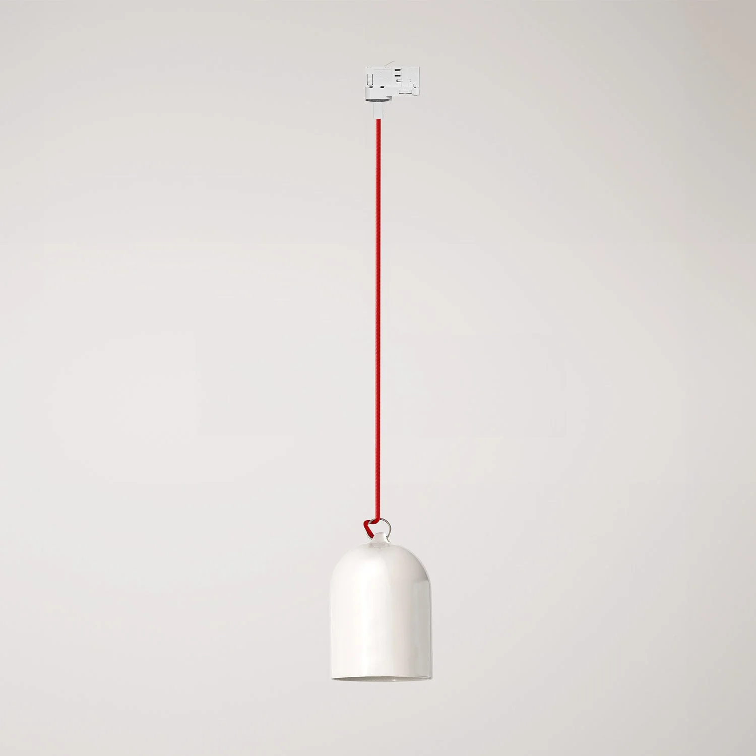 Suspension pour rail avec abat-jour mini Cloche en céramique - Blanc brillant