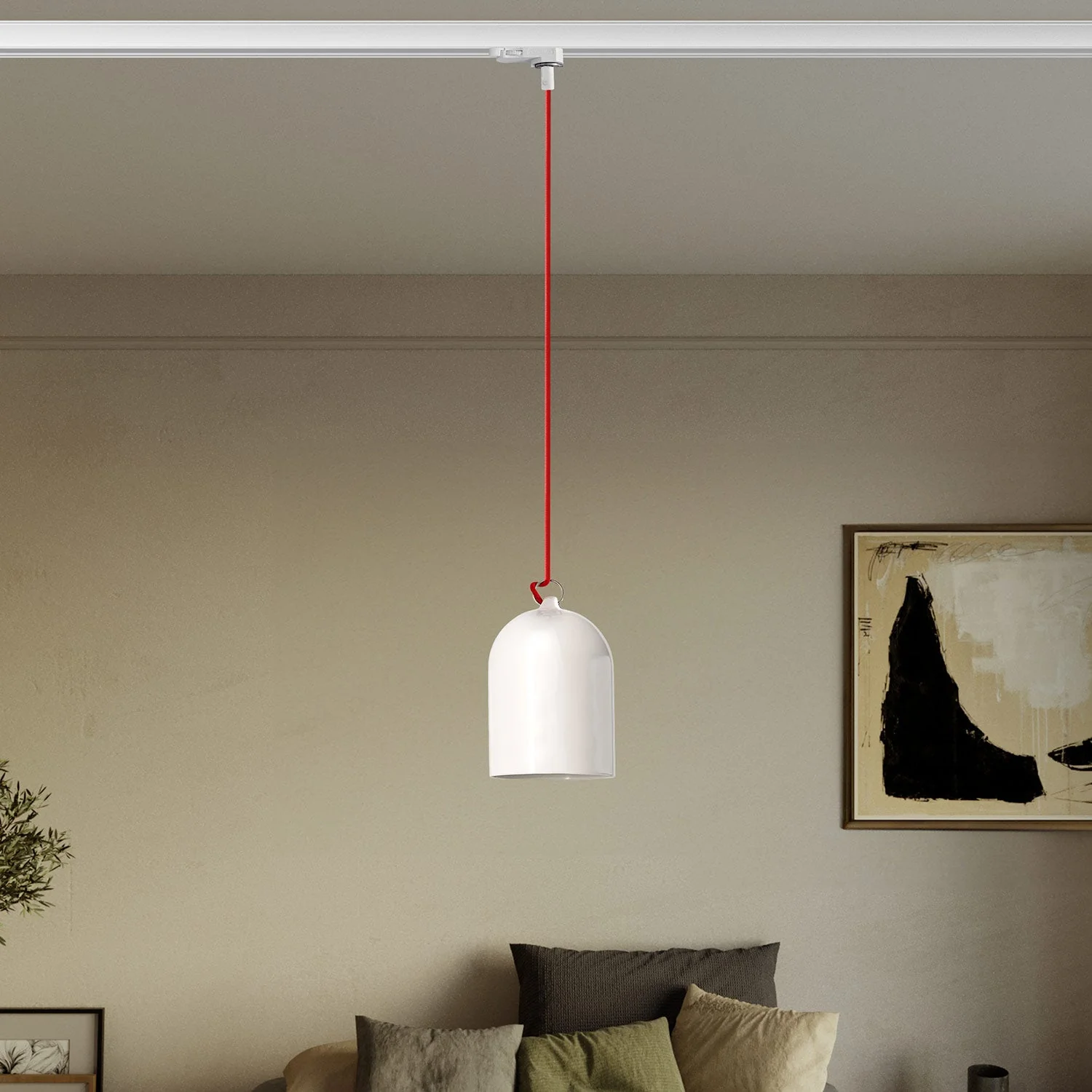 Suspension pour rail avec abat-jour mini Cloche en céramique - Blanc brillant - Image 2