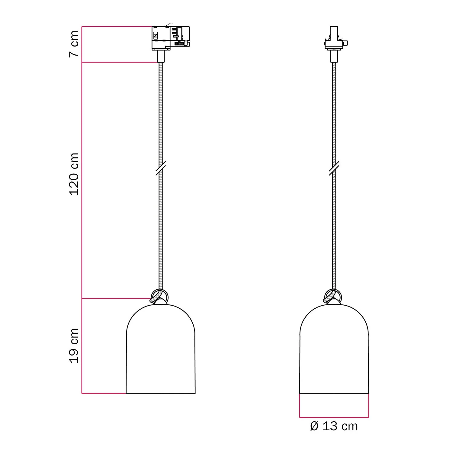Suspension pour rail avec abat-jour mini Cloche en céramique - Blanc brillant - Image 6