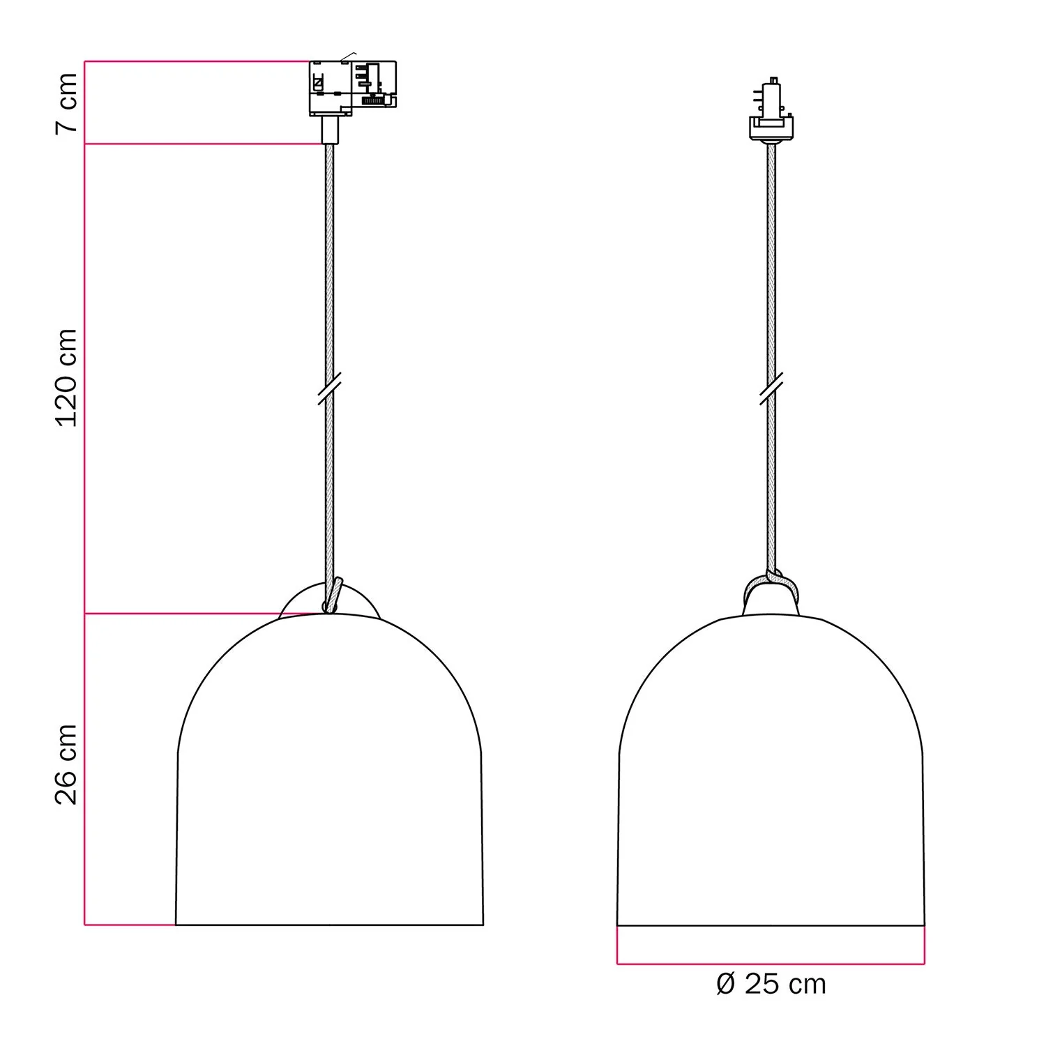 Suspension sur rails avec abat-jour Campana M en céramique - Blanc brillant - Image 6