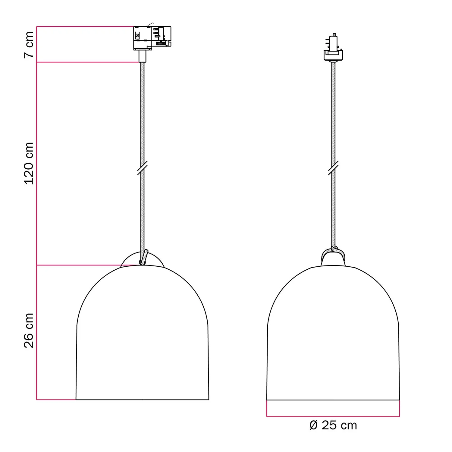 Suspension pour rails avec abat-jour cloche M en céramique - Effet béton - Image 6