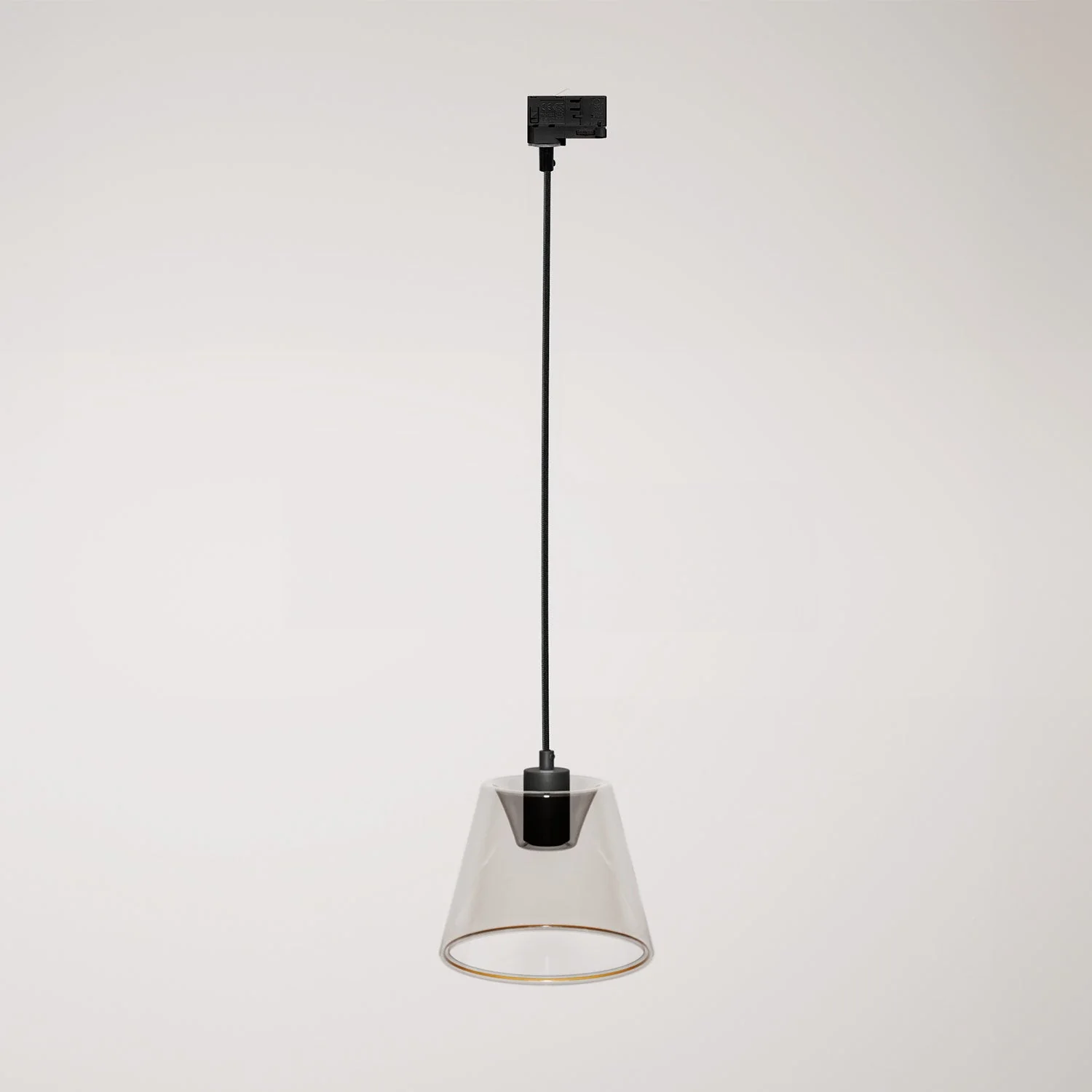 Suspension pour rails avec ampoule Ghost en cône smoky - Noir