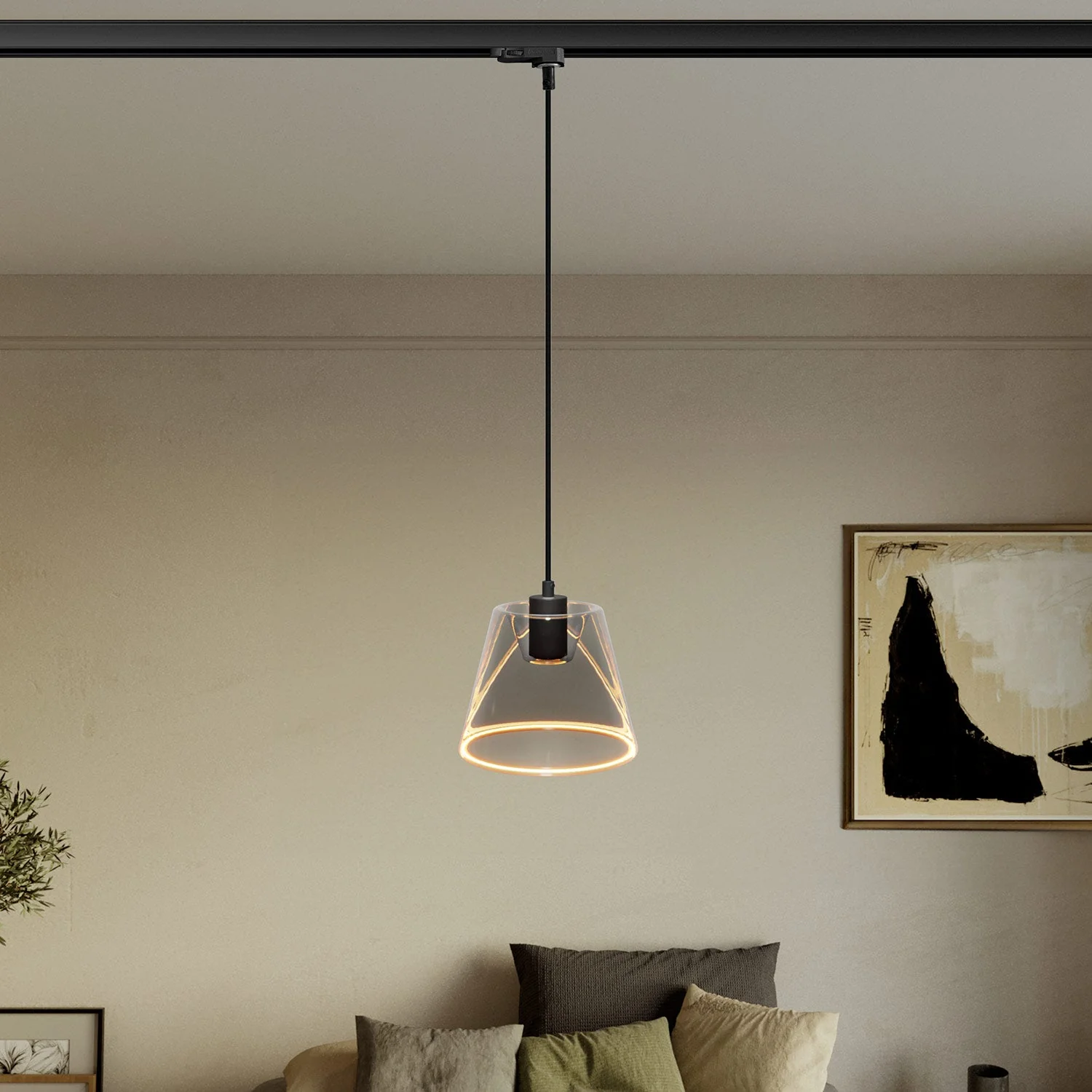 Suspension pour rails avec ampoule Ghost en cône smoky - Noir - Image 2