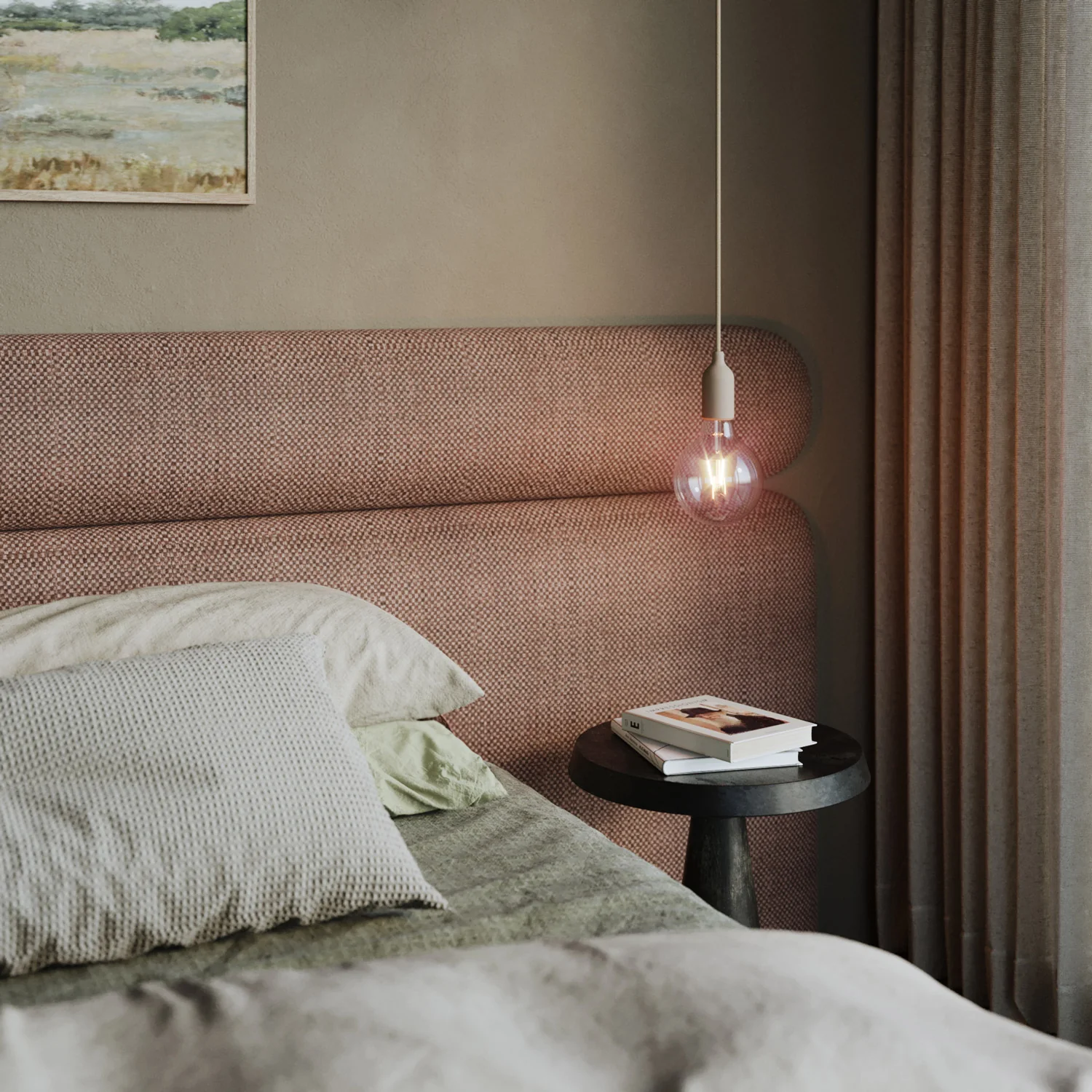 Lampe suspension colorée en silicone avec câble textile - Marron désert - Image 2