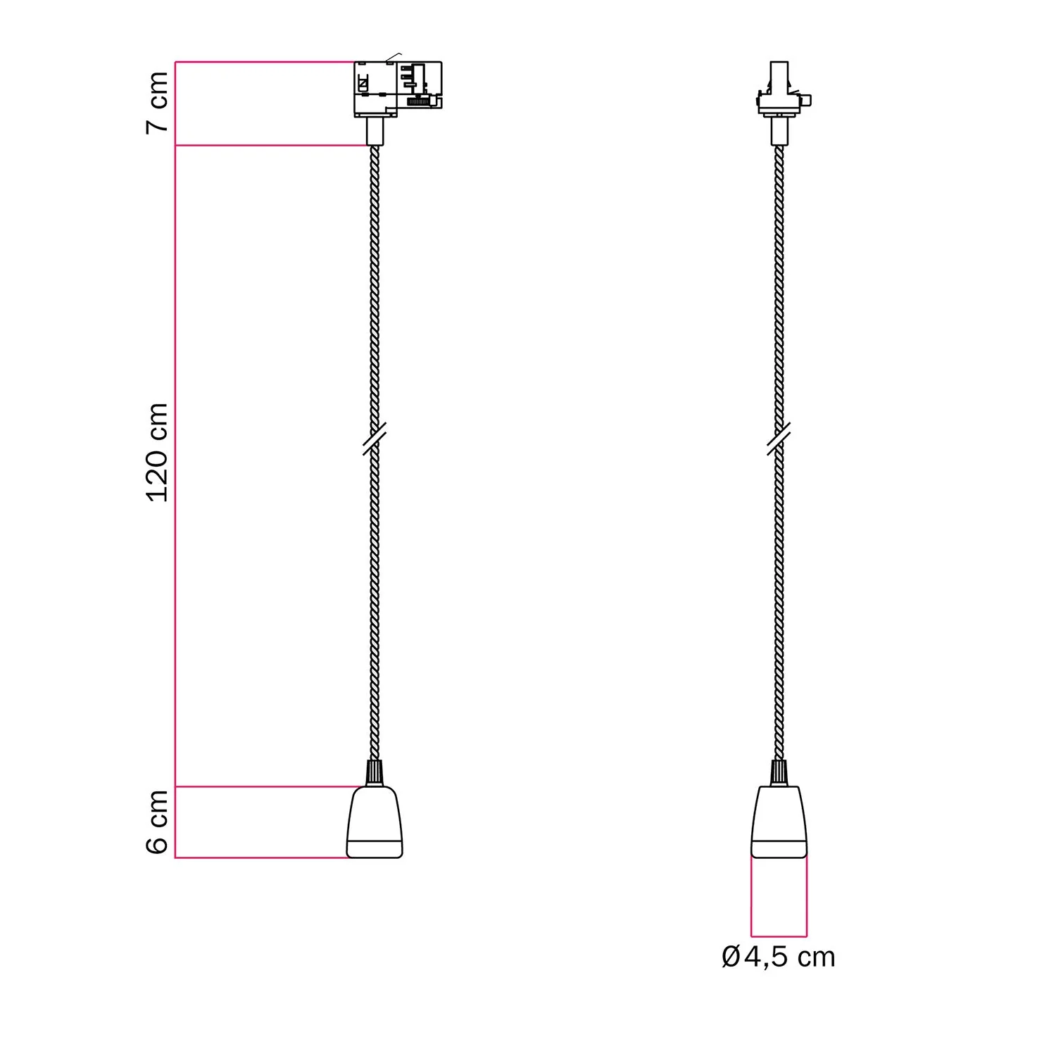 Lampe suspendue vintage pour rails avec finitions en porcelaine - Blanc - Image 6