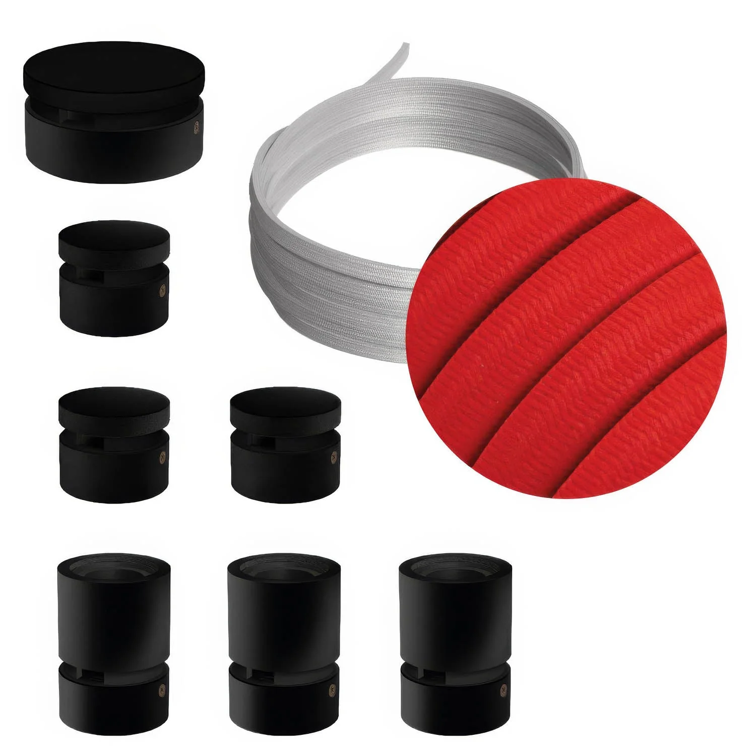 Système Filé Linear Kit - avec câble CM09 de 5 m pour guirlande lumineuse et 7 composants en bois peint en noir pour intérieur