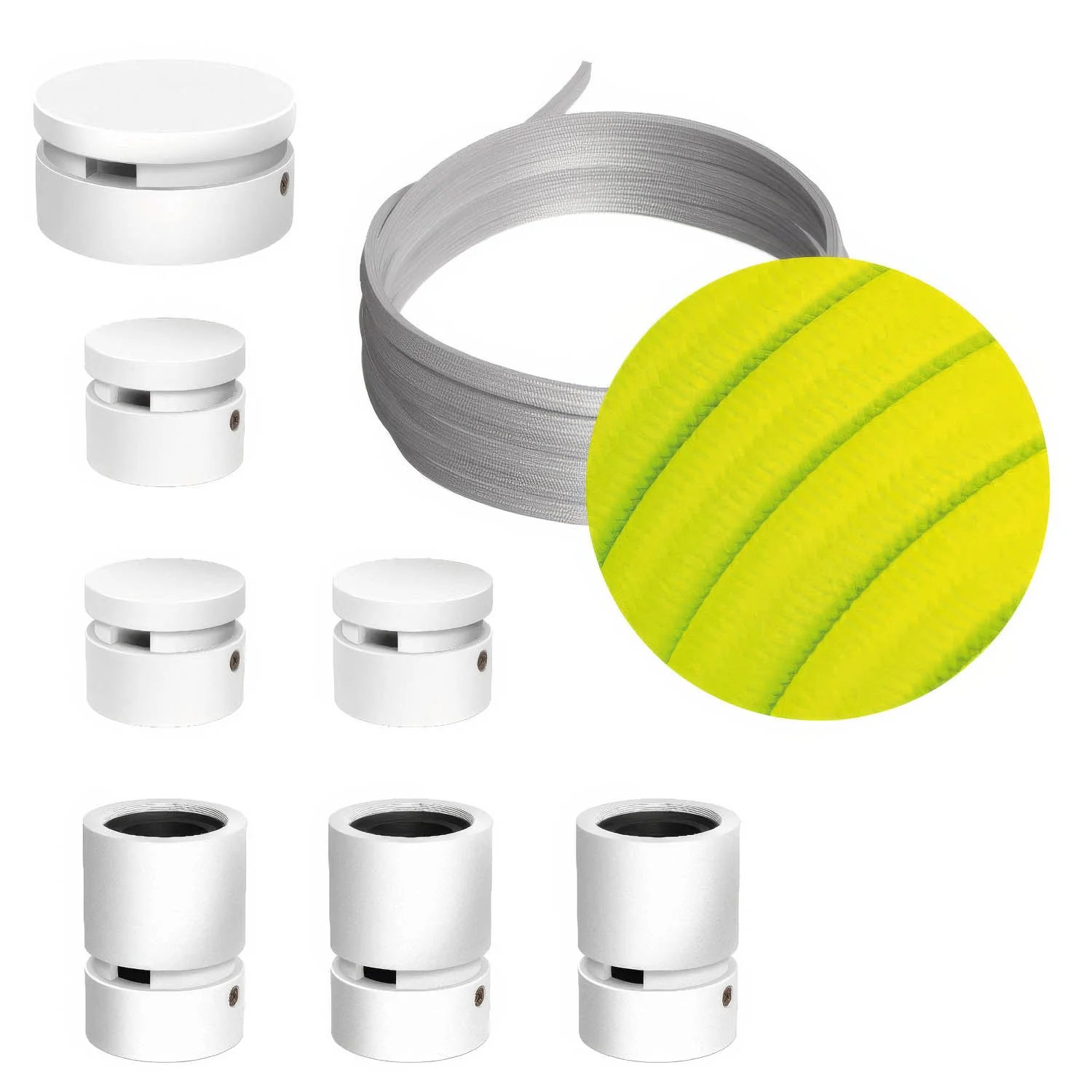 Système Filé Linear Kit - avec câble CF10 de 5 m pour guirlande lumineuse et 7 composants en bois peint blanc pour intérieur