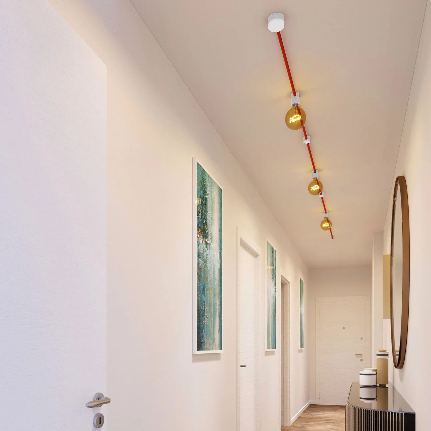 Système Filé Linear Kit - avec câble CM09 de 5 m pour guirlande lumineuse et 7 éléments en bois laqué blanc pour intérieur - Image 2