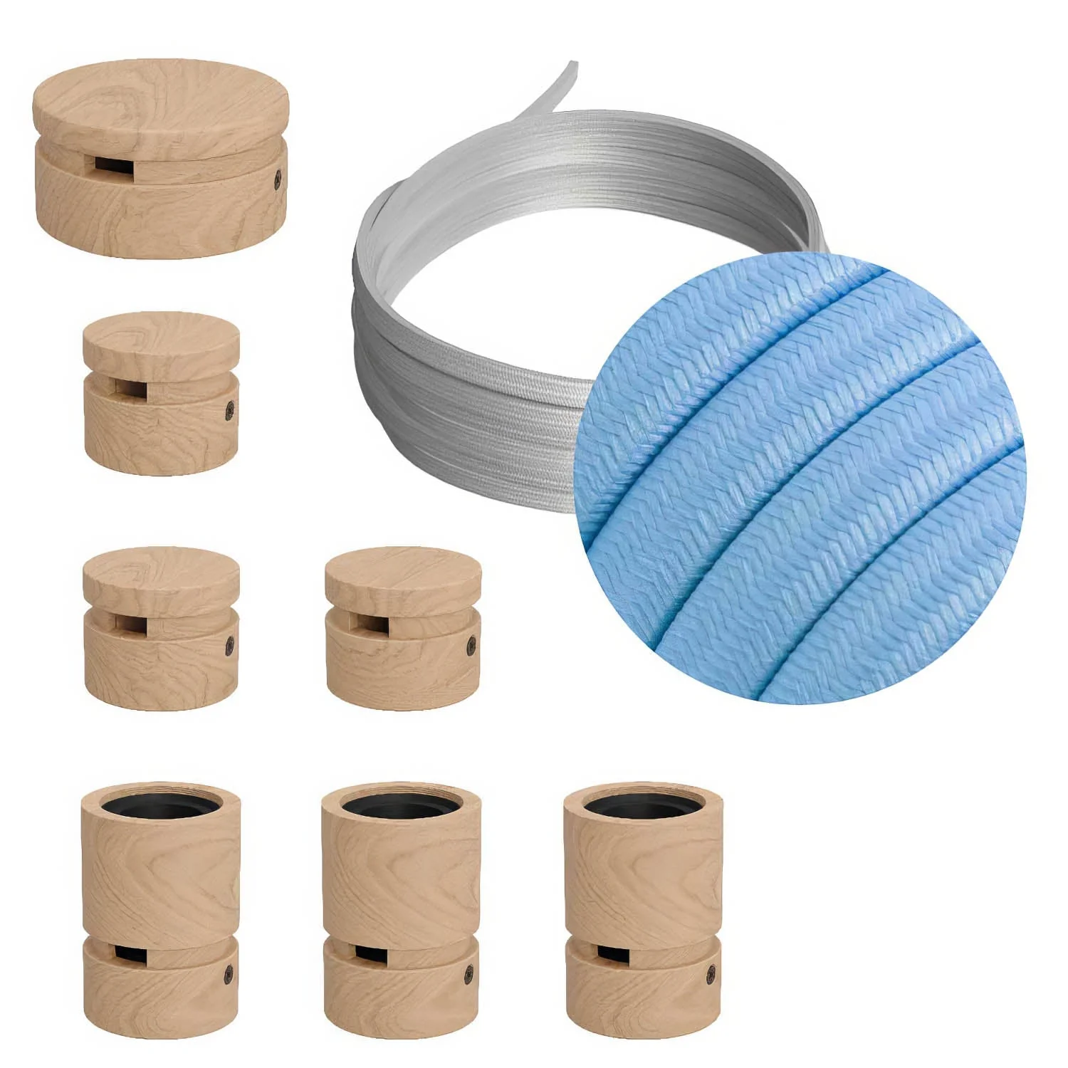Système Filé Linear Kit - avec câble CM17 de 5 m pour guirlande lumineuse et 7 composants en bois pour intérieur